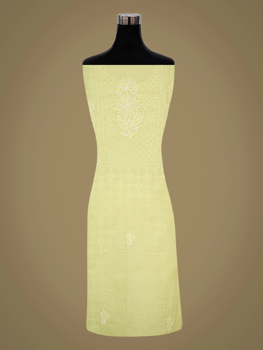 Ada Hand Embroidered Lime Green Cotton Lucknowi Chikankari Unstitched Suit Piece 01A818610