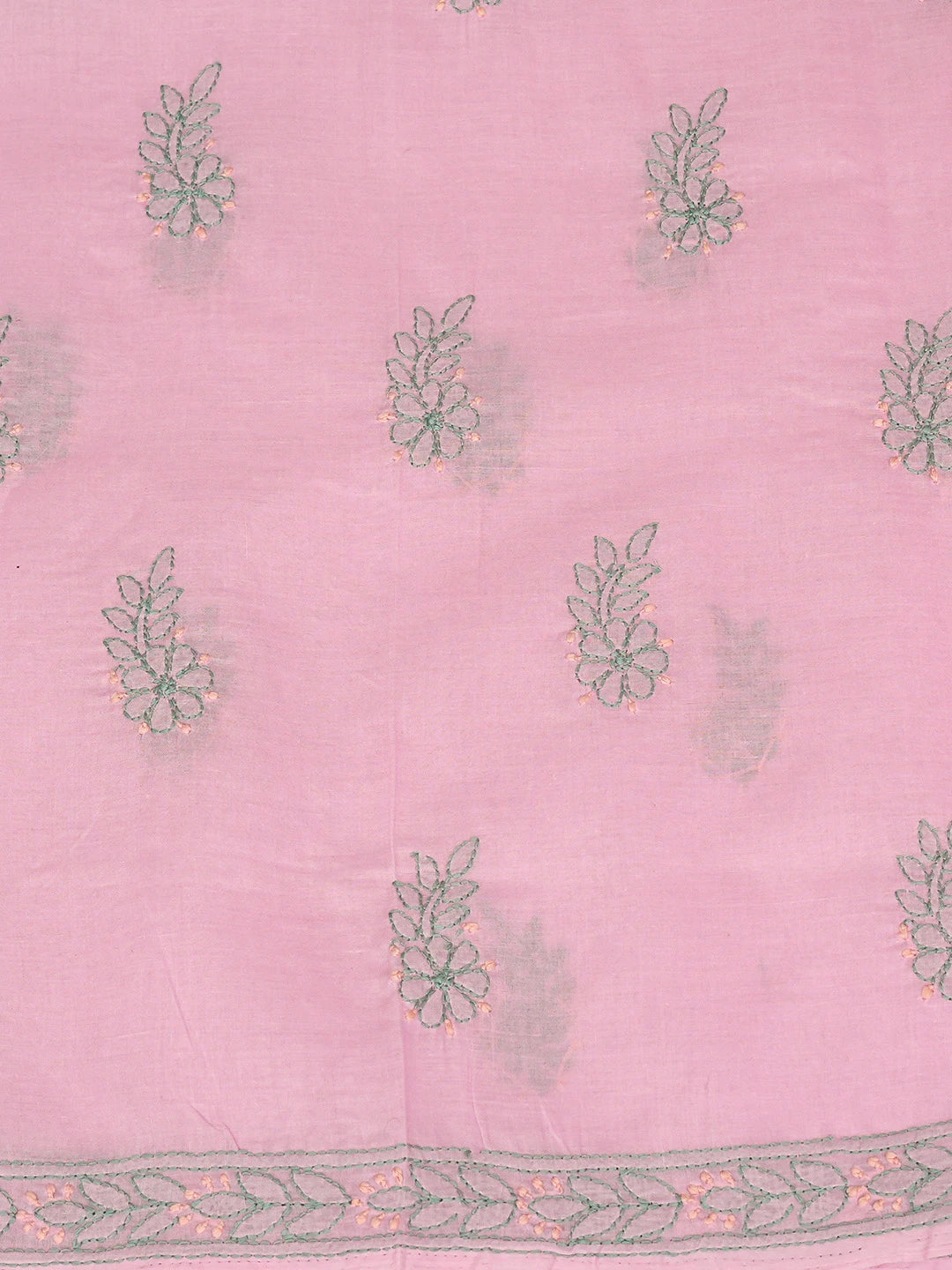 Ada Hand Embroidered Pink Cotton Lucknowi Chikankari Unstitched Suit Piece 08A500486