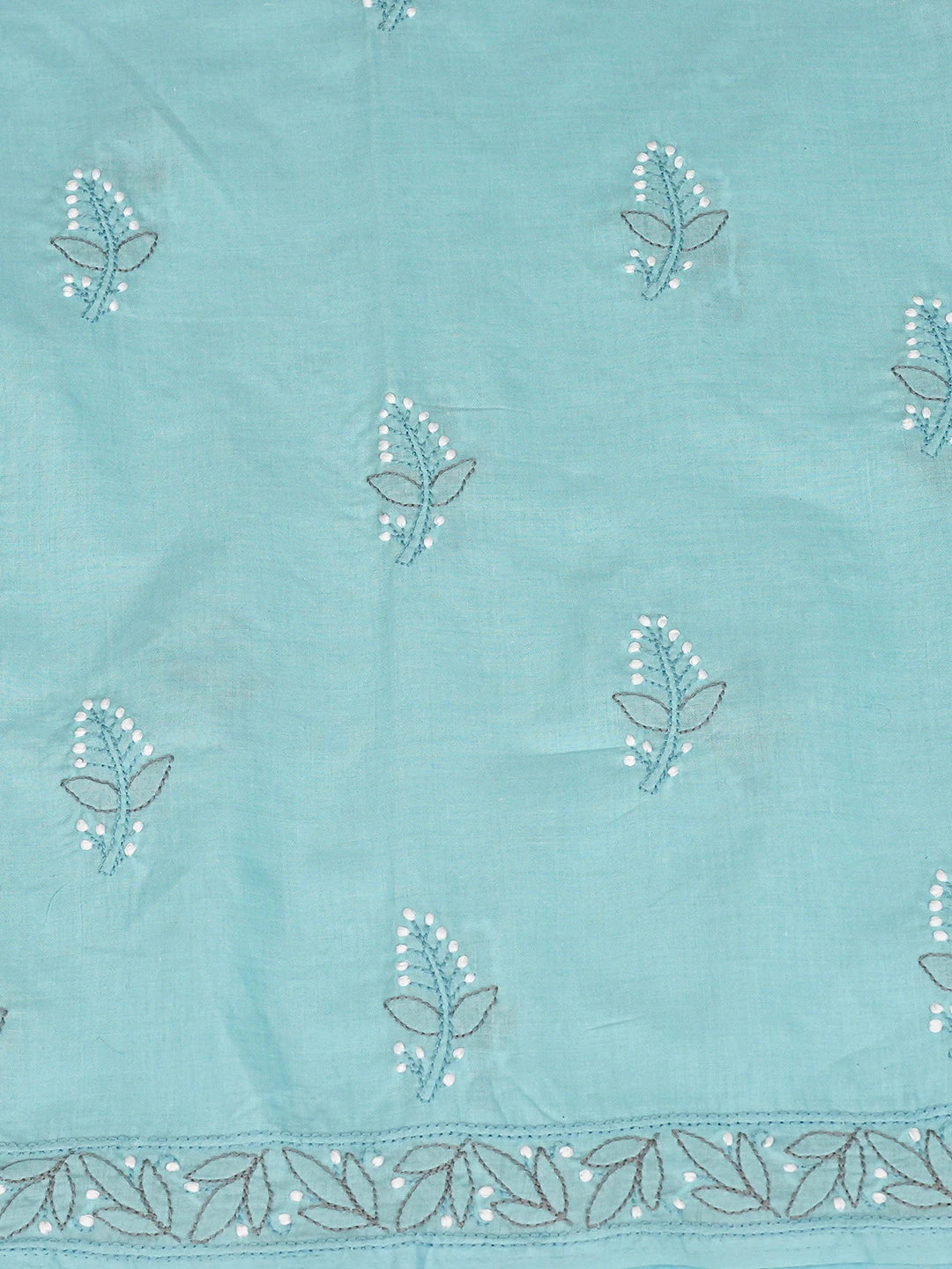 Ada Hand Embroidered Blue Cotton Lucknowi Chikankari Unstitched Suit Piece 08A500547