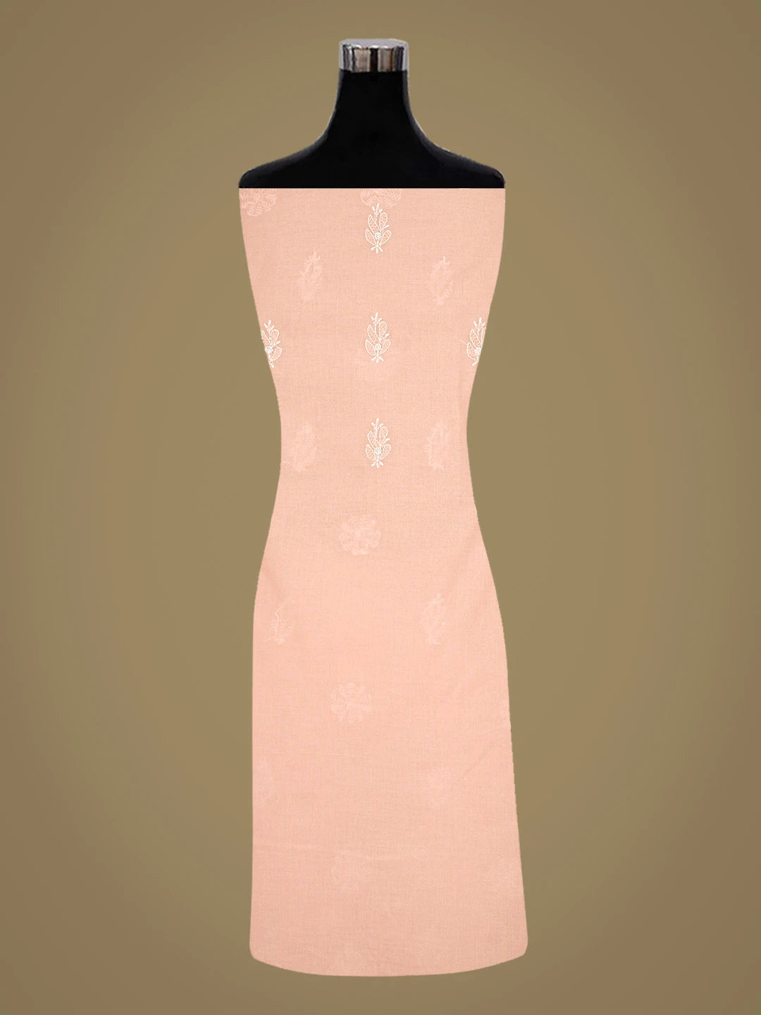 Ada Hand Embroidered Peach Cotton Lucknowi Chikankari Unstitched Suit Piece 08A500527