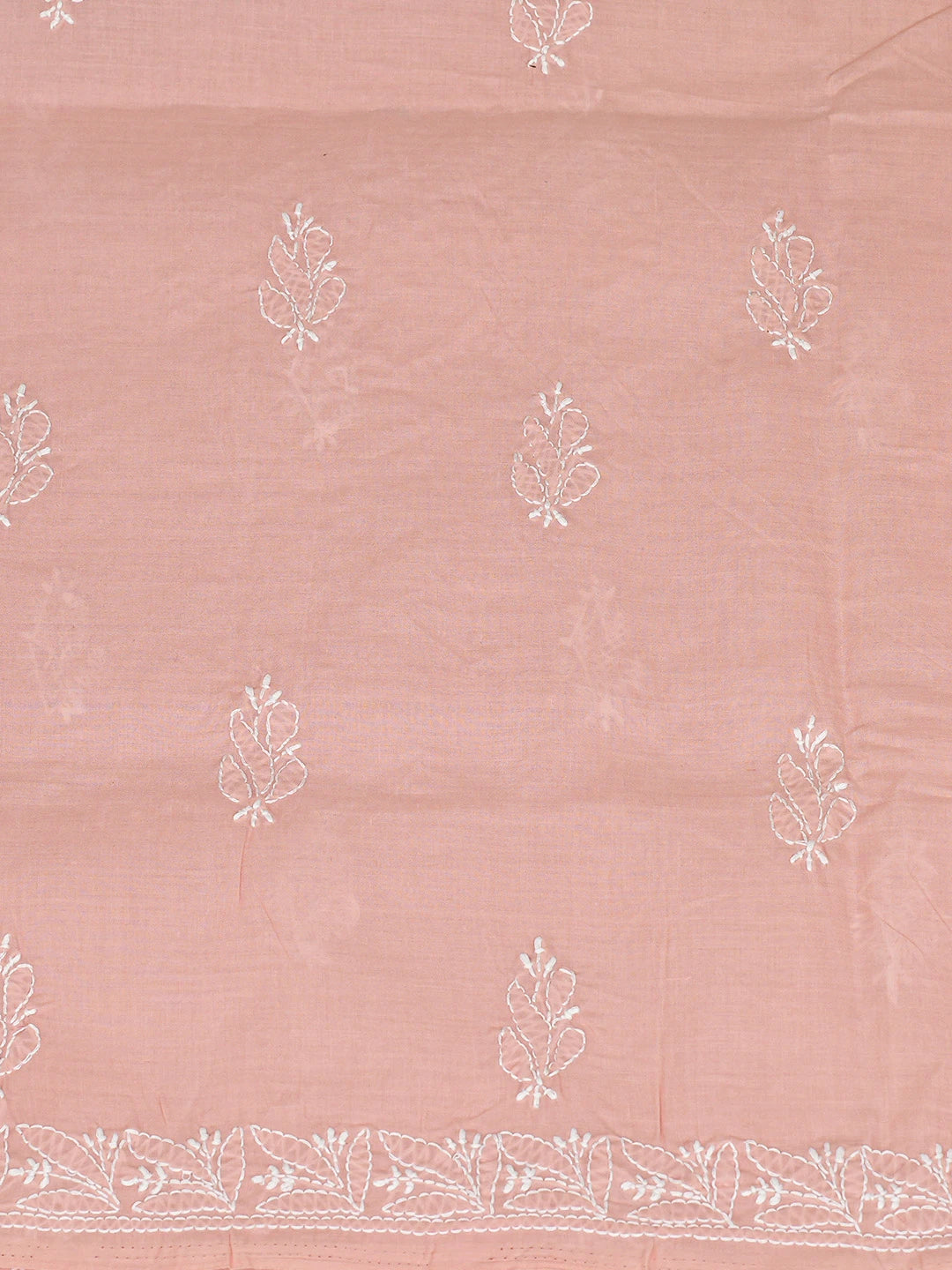 Ada Hand Embroidered Peach Cotton Lucknowi Chikankari Unstitched Suit Piece 08A500527