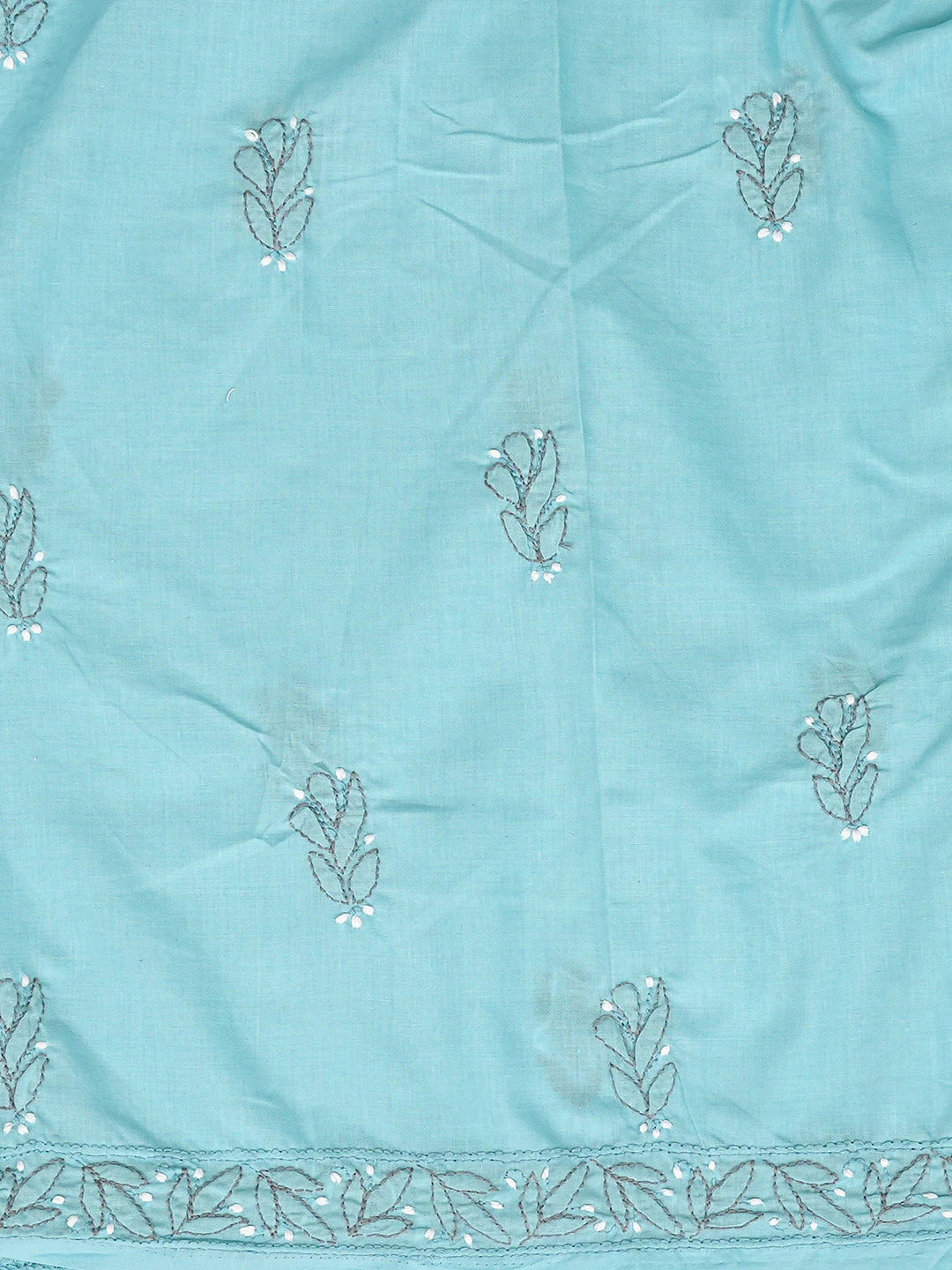 Ada Hand Embroidered Sky Blue Cotton Lucknowi Chikankari Unstitched Suit Piece 08A500546