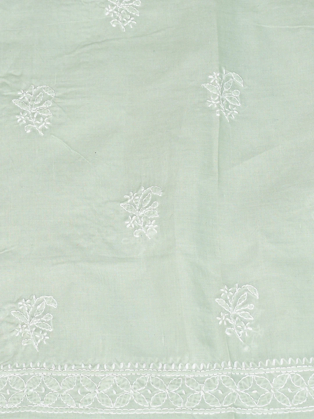 Ada Hand Embroidered Tea Green Cotton Lucknowi Chikankari Unstitched Suit Piece 01A819032