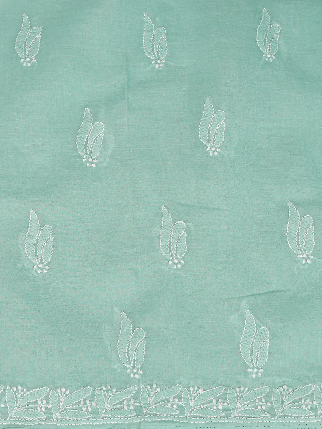 Ada Hand Embroidered Sea Green Cotton Lucknowi Chikankari Unstitched Suit Piece 01A819071