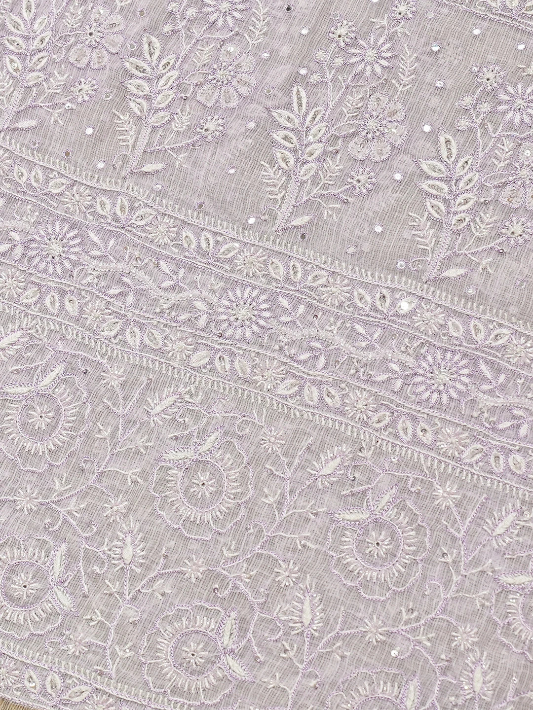 Ada Hand Embroidered Periwinkle Blue Kota Lucknowi Chikankari Saree and Blouse 01A736097