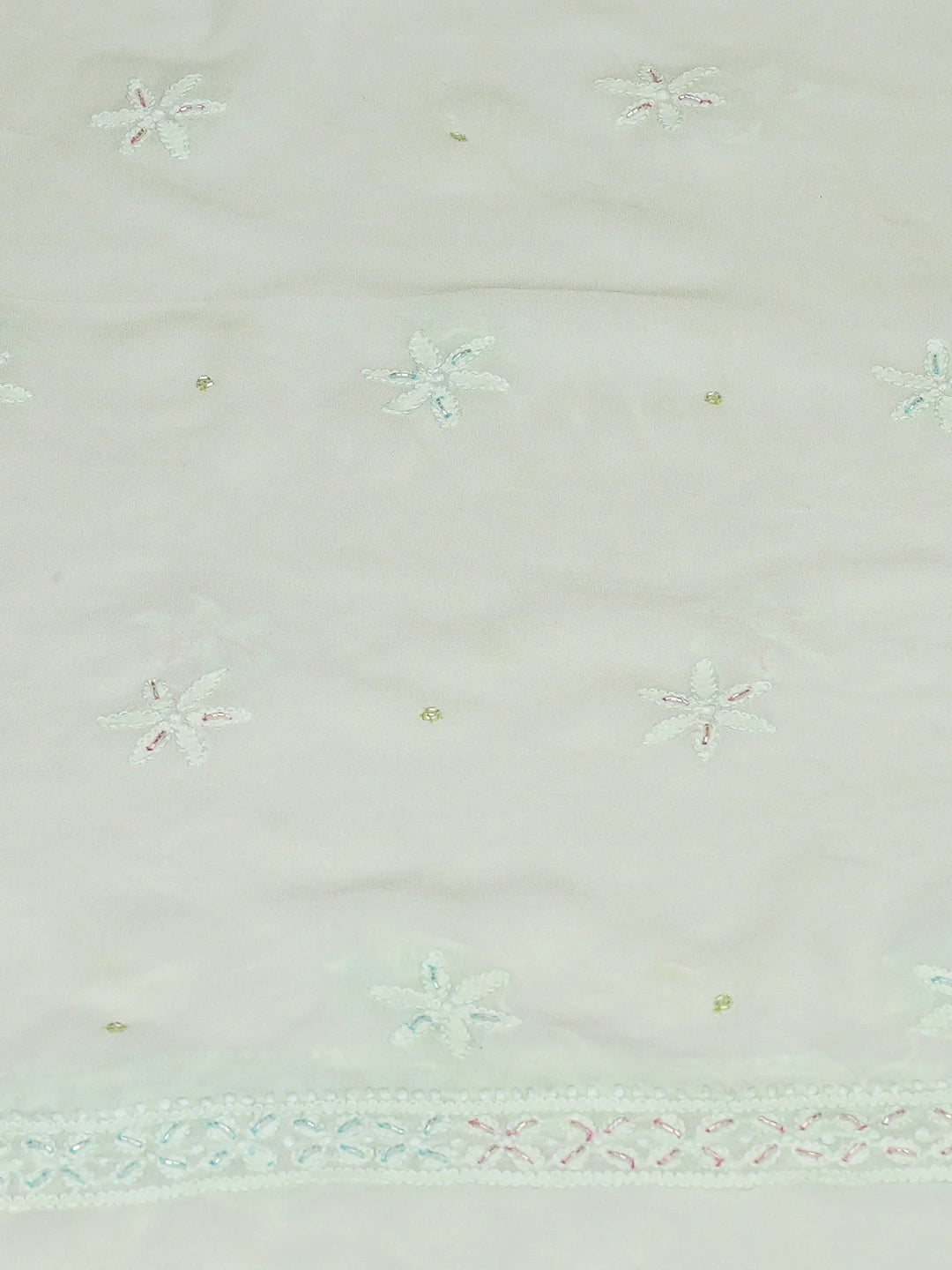 Ada Hand Embroidered Light Green Viscose Georgette Lucknowi Chikankari Unstitched Kurta Dupatta Set With Cutdana Work 01A785359