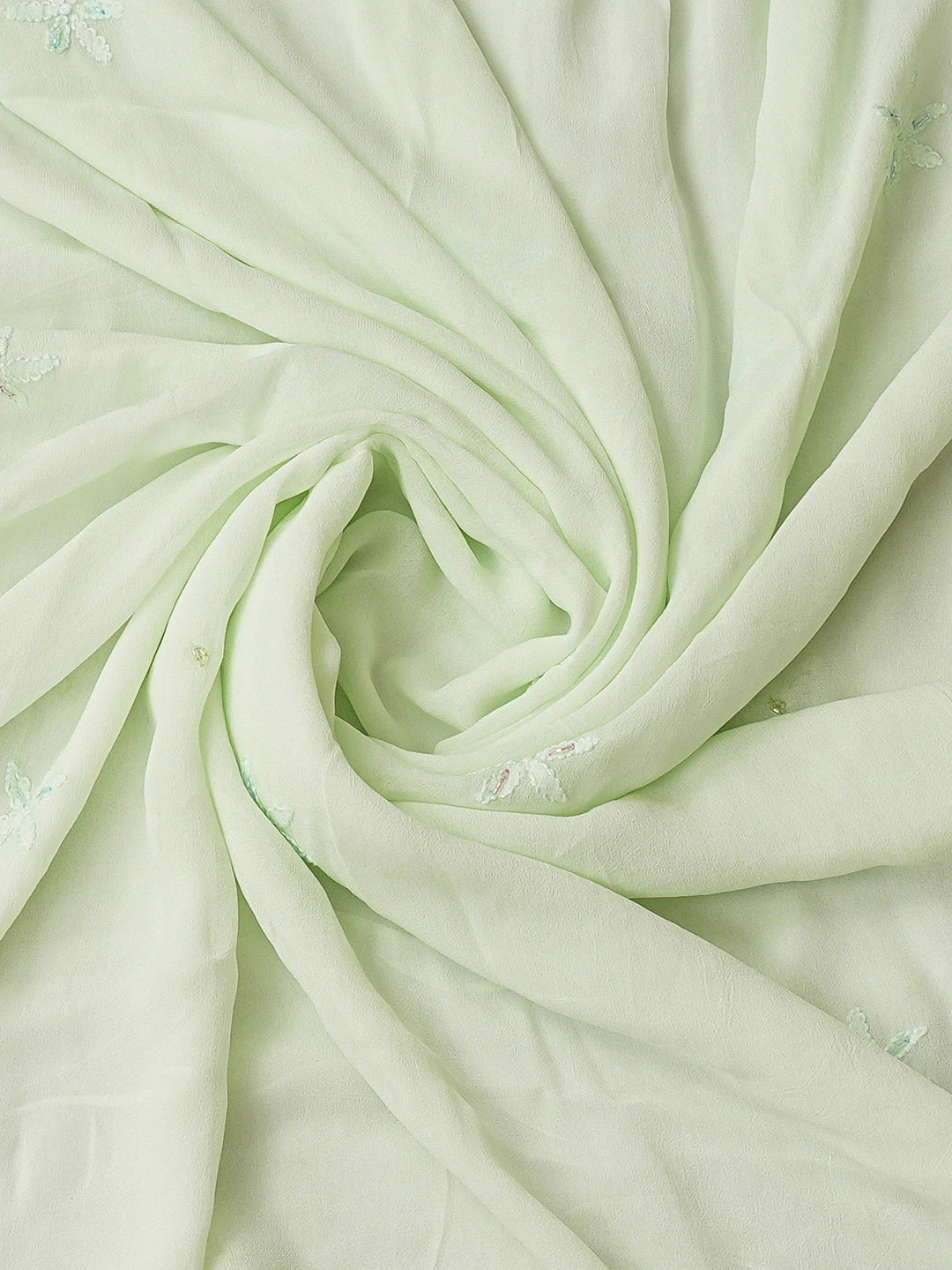 Ada Hand Embroidered Light Green Viscose Georgette Lucknowi Chikankari Unstitched Kurta Dupatta Set With Cutdana Work 01A785359