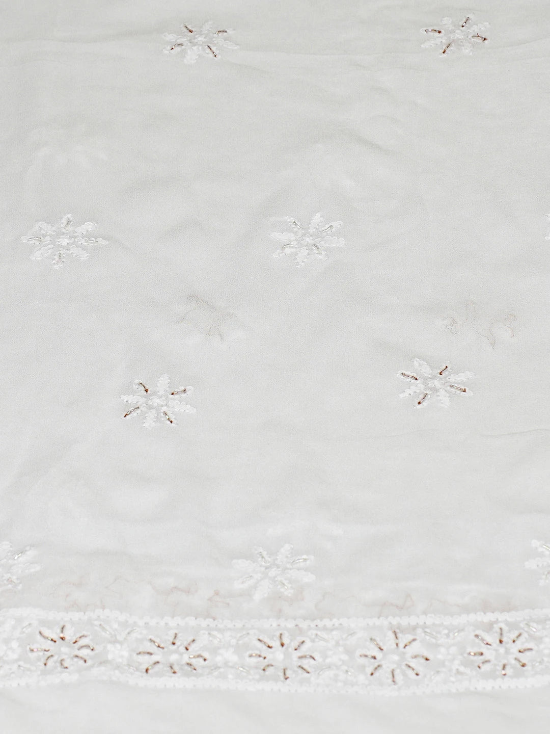 Ada Hand Embroidered White Viscose Georgette Lucknowi Chikankari Unstitched Kurta Dupatta Set With Cutdana Work 01A731345