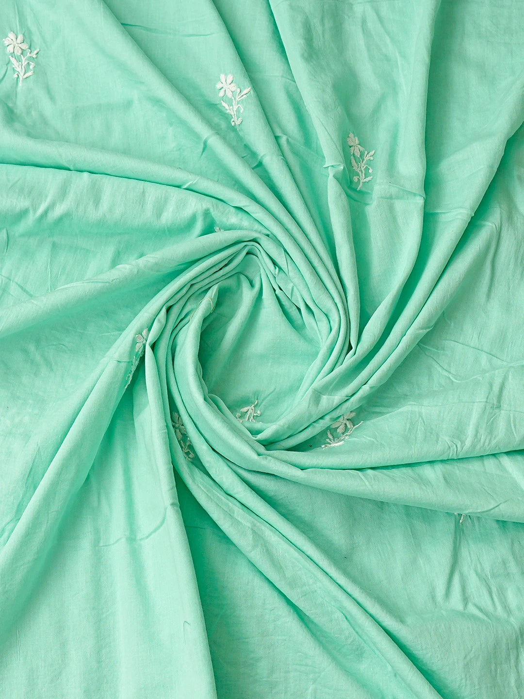 Ada Hand Embroidered Sea Green Cotton Lucknowi Chikankari Unstitched Kurta Dupatta Set 01A785574