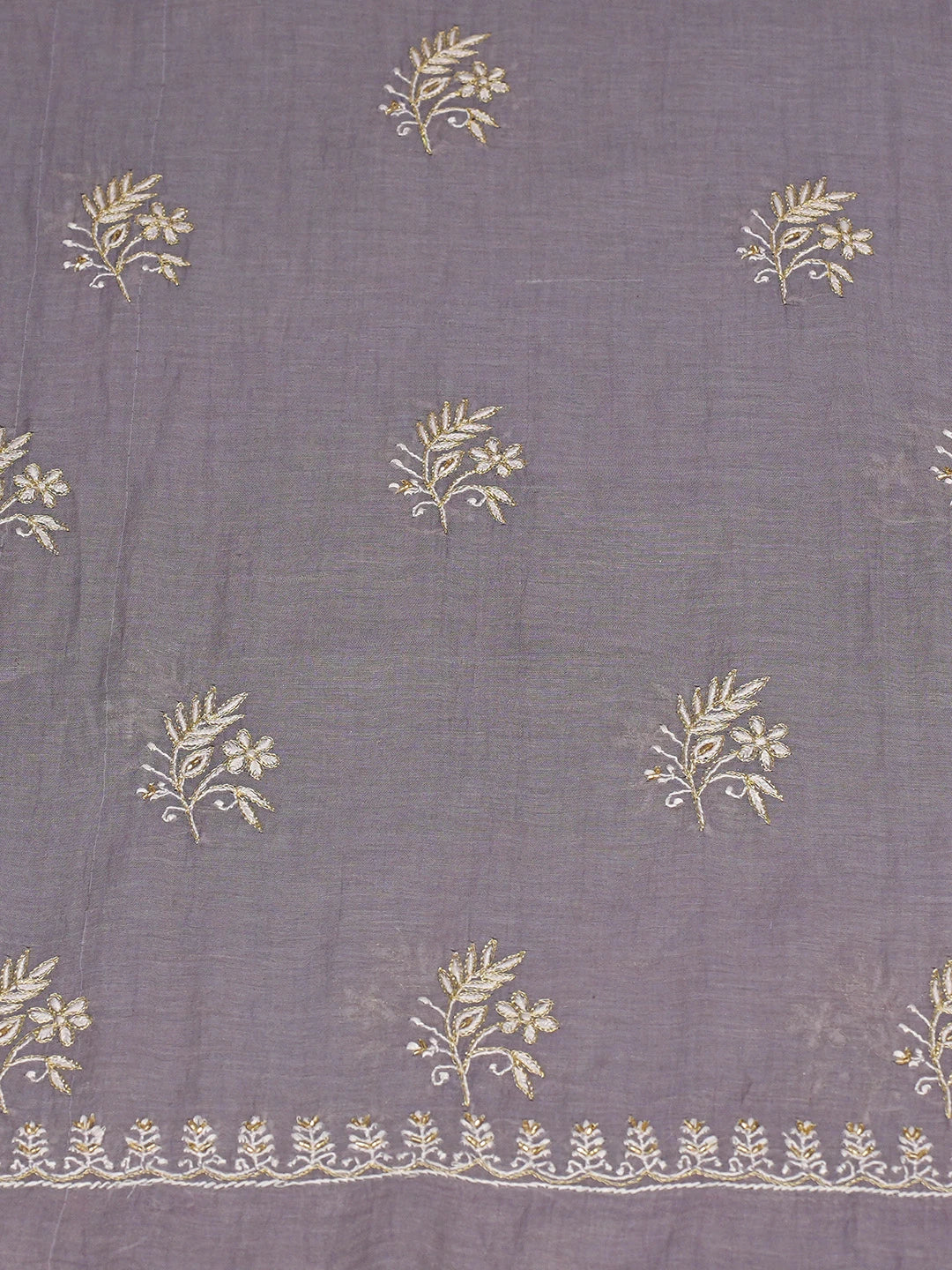 Ada Hand Embroidered Amethyst Smoke Mauve Tissue Lucknowi Chikankari Unstitched Kurta Dupatta Set With Zari Work 01A759631
