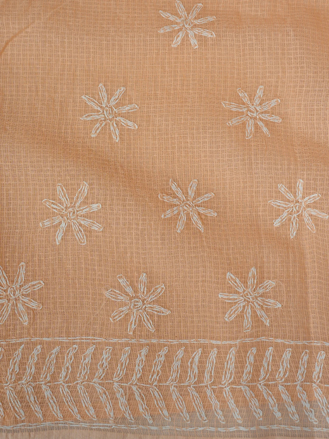Ada Hand Embroidered Peach Kota Lucknowi Chikankari Saree With Blouse 01A590632