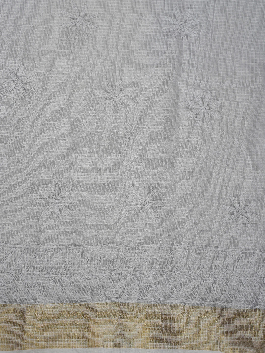Ada Hand Embroidered Cool Grey Kota Lucknowi Chikankari Saree With Blouse 01A754491