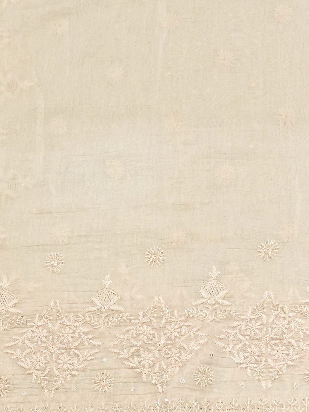 Ada Hand Embroidered Peach Chanderi Lucknowi Chikankari Saree and Blouse With Cutdana Work 01A532325