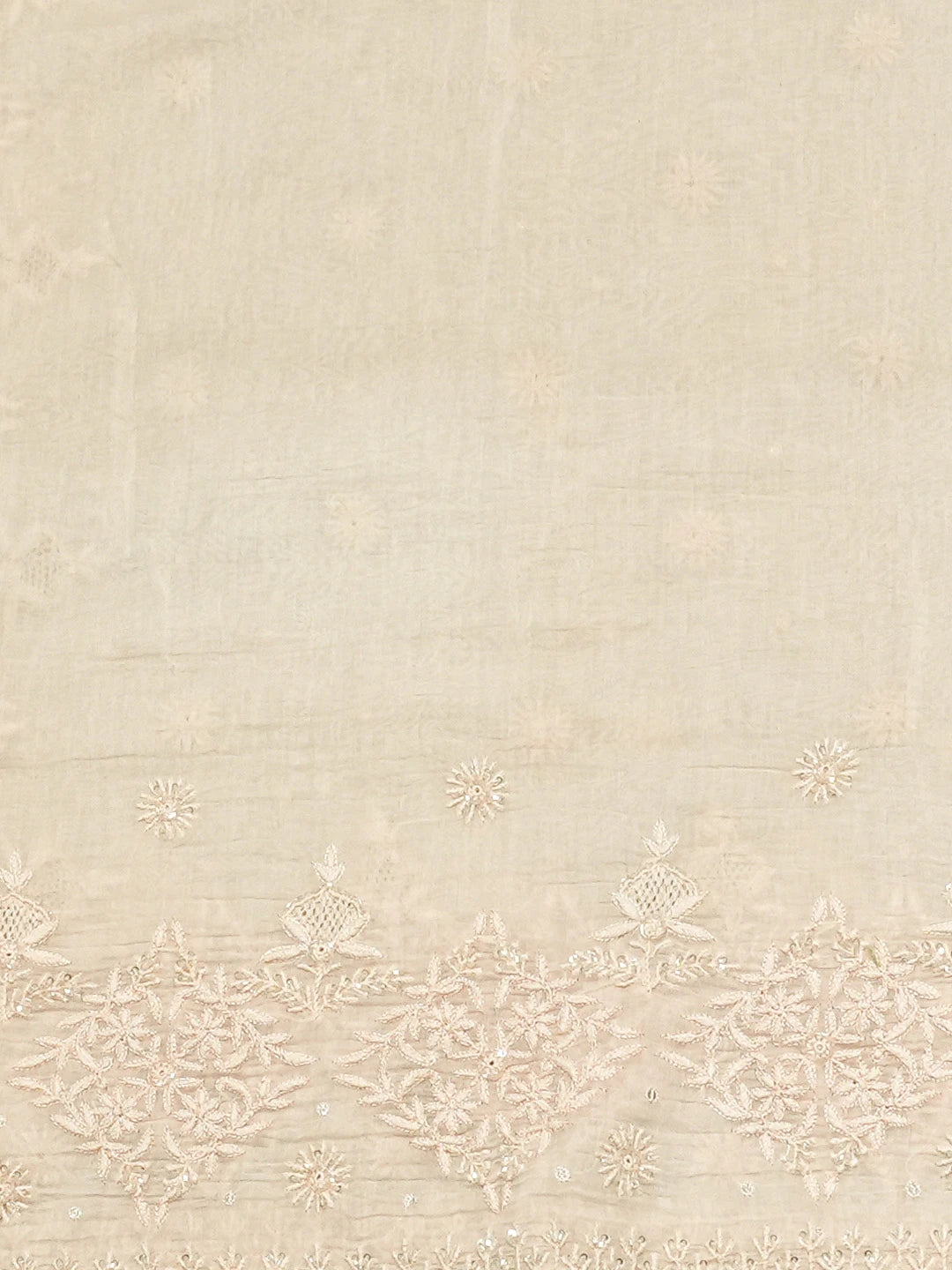 Ada Hand Embroidered Peach Chanderi Lucknowi Chikankari Saree and Blouse With Cutdana Work 01A532325