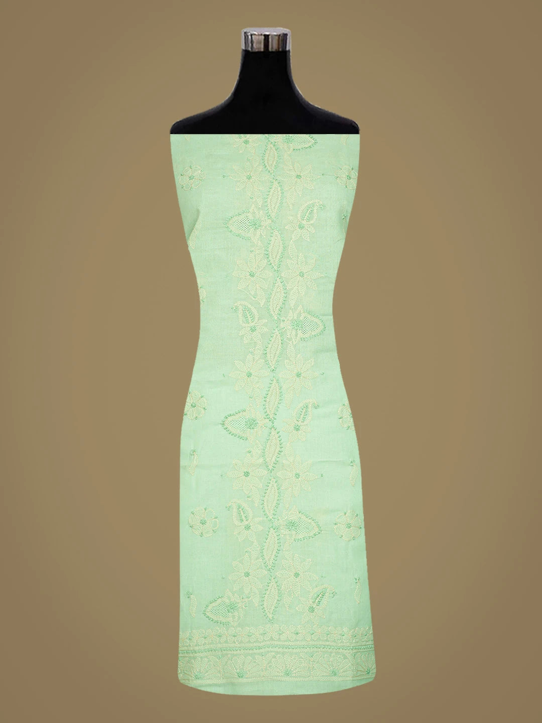 Ada Hand Embroidered Light Green Cotton Lucknowi Chikankari Unstitched Suit Piece 08A500479