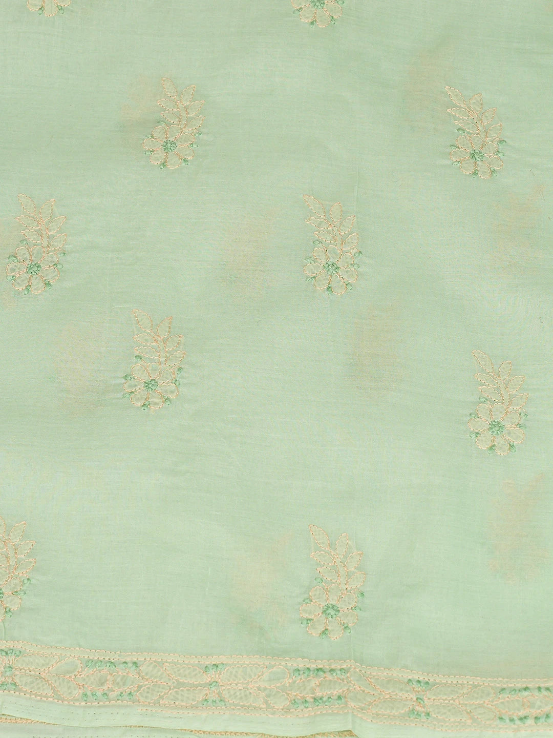 Ada Hand Embroidered Light Green Cotton Lucknowi Chikankari Unstitched Suit Piece 08A500479