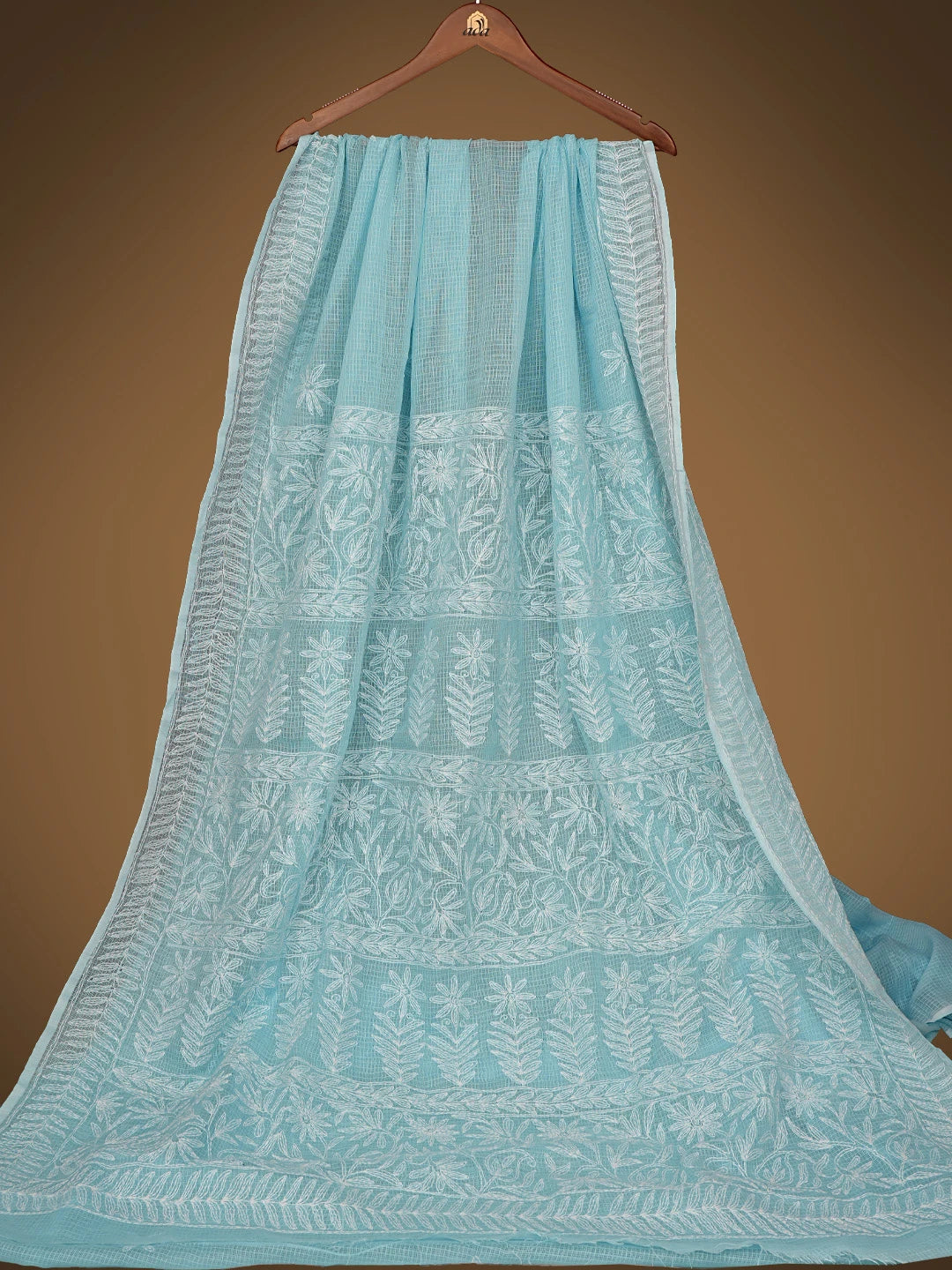 Ada Hand Embroidered Blue Kota Lucknowi Chikankari Saree and Blouse 01A810508