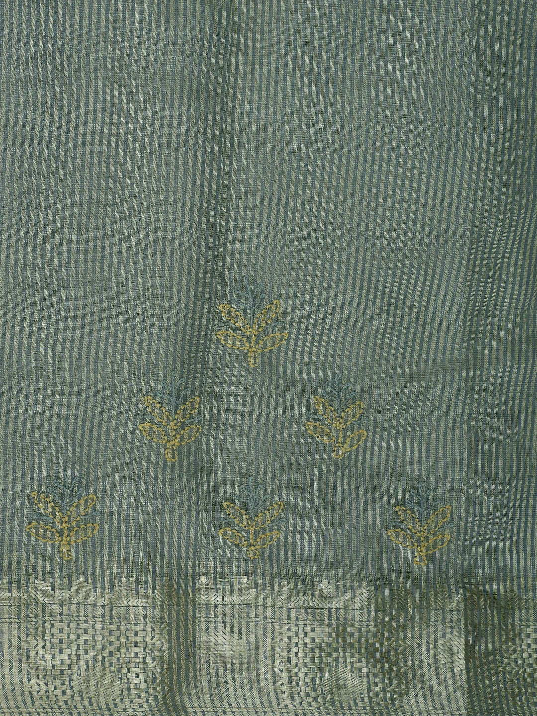 Ada Hand Embroidered Grey Tissue Lucknowi Chikankari Saree And Blouse 01A814575