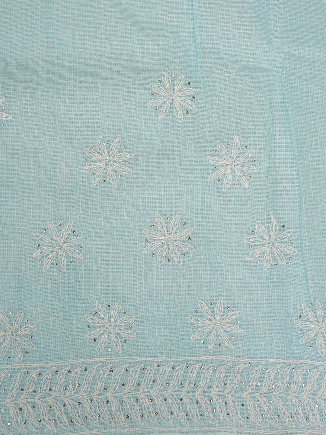 Ada Hand Embroidered Blue Kota Lucknowi Chikankari Saree And Blouse With Mukaish Work 01A430982