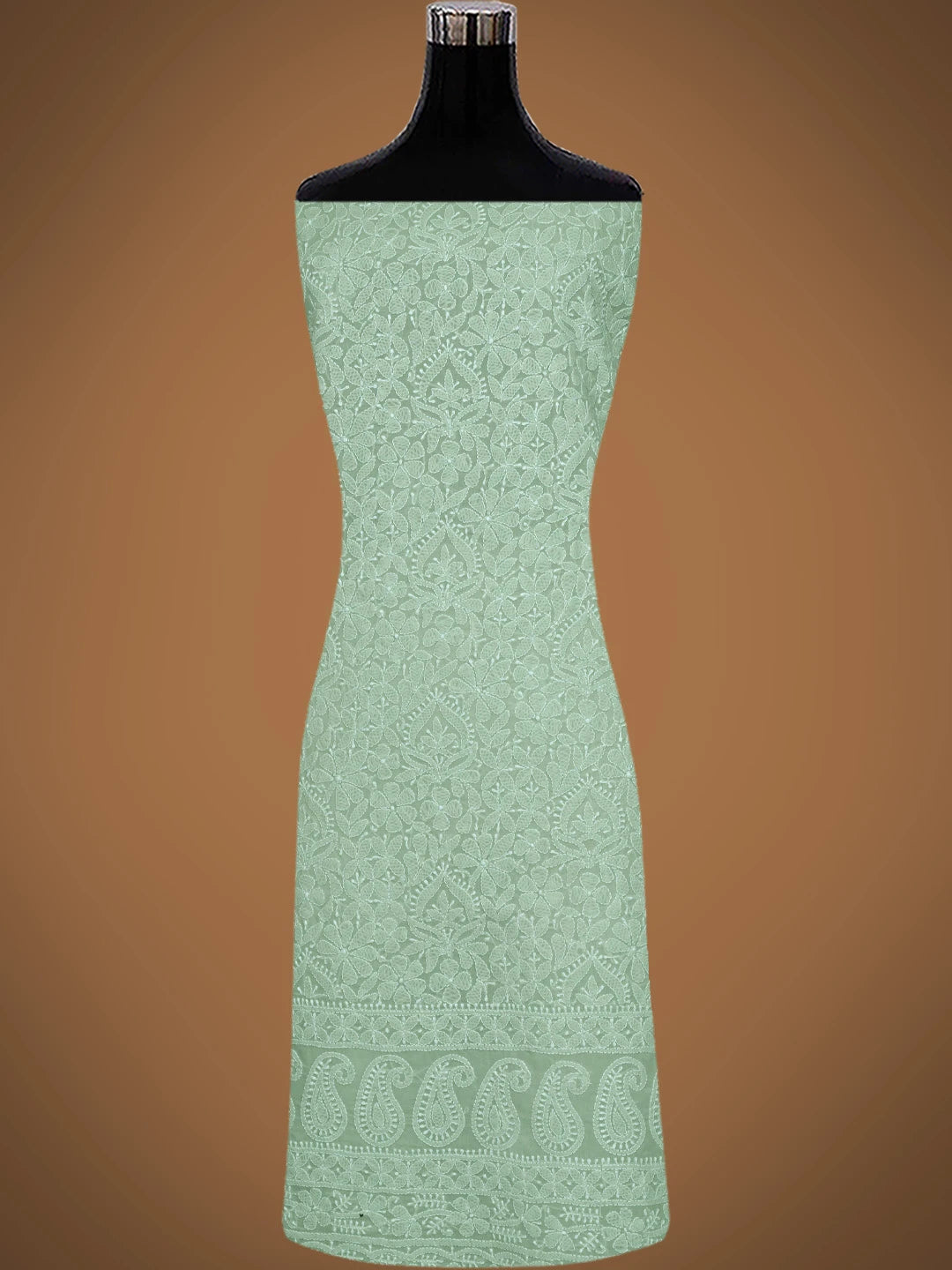 Ada Hand Embroidered Pista Green Cotton Lucknowi Chikankari Unstitched Suit Piece 01A818598