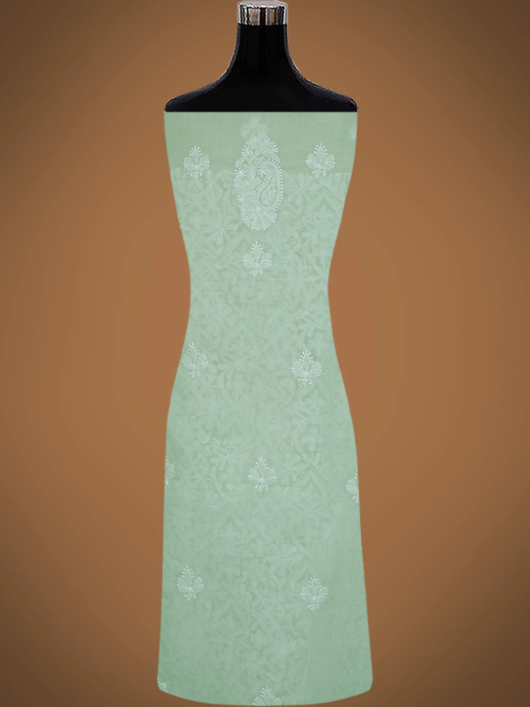 Ada Hand Embroidered Pista Green Cotton Lucknowi Chikankari Unstitched Suit Piece 01A818598