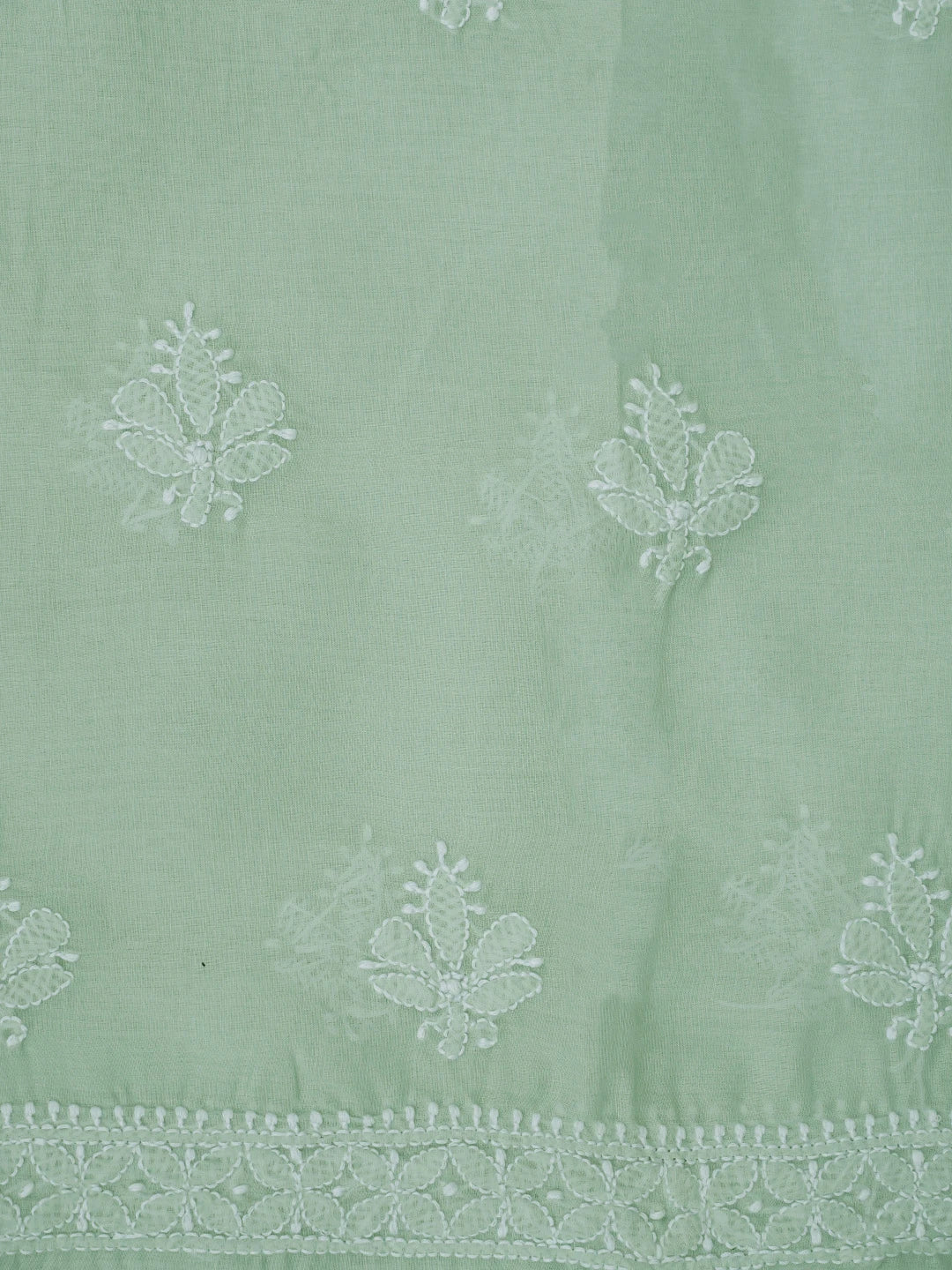 Ada Hand Embroidered Pista Green Cotton Lucknowi Chikankari Unstitched Suit Piece 01A818598