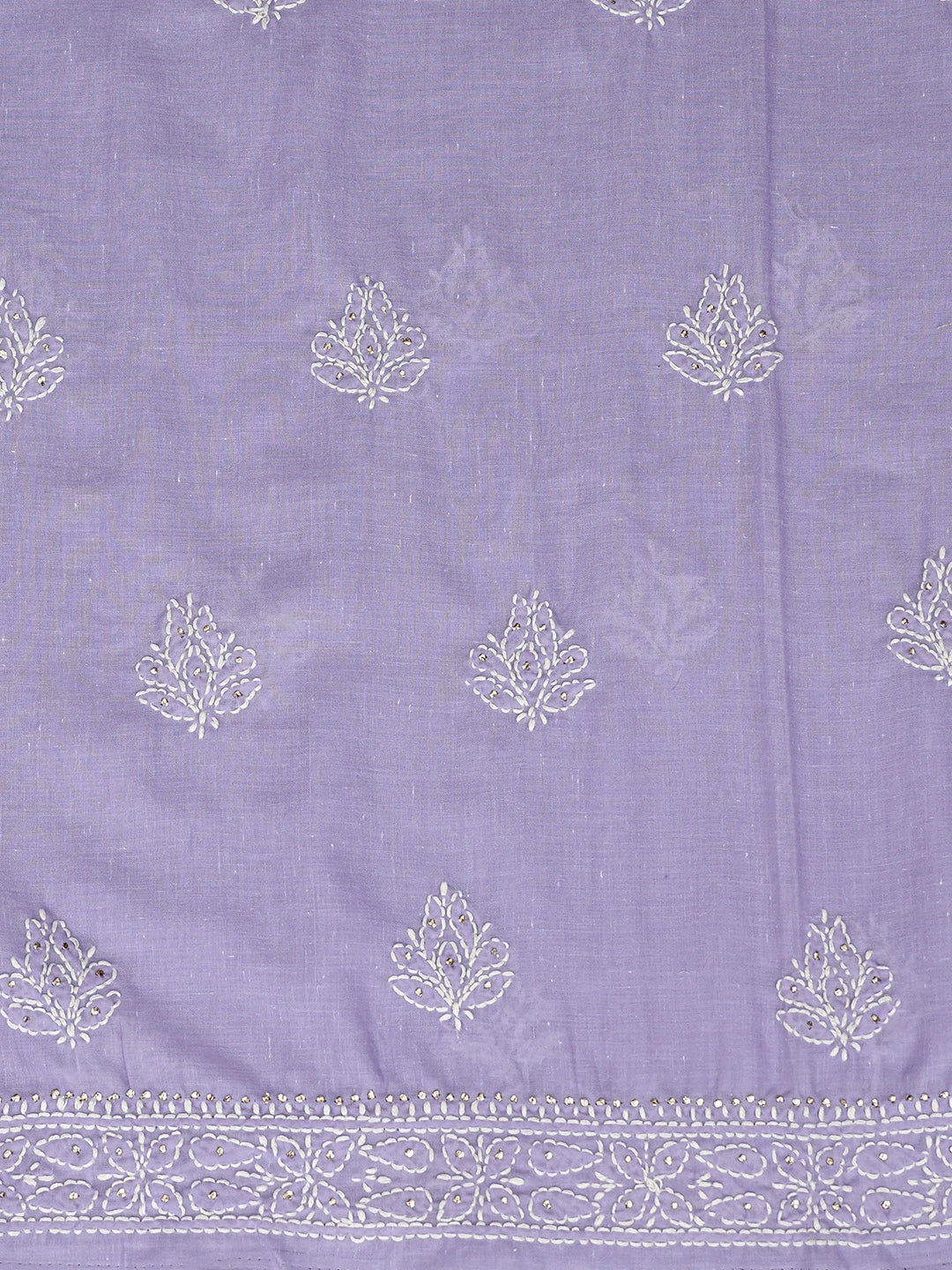 Ada Hand Embroidered Mauve Cotton Lucknowi Chikankari Unstitched Suit Piece With Mukaish Work 01A657304