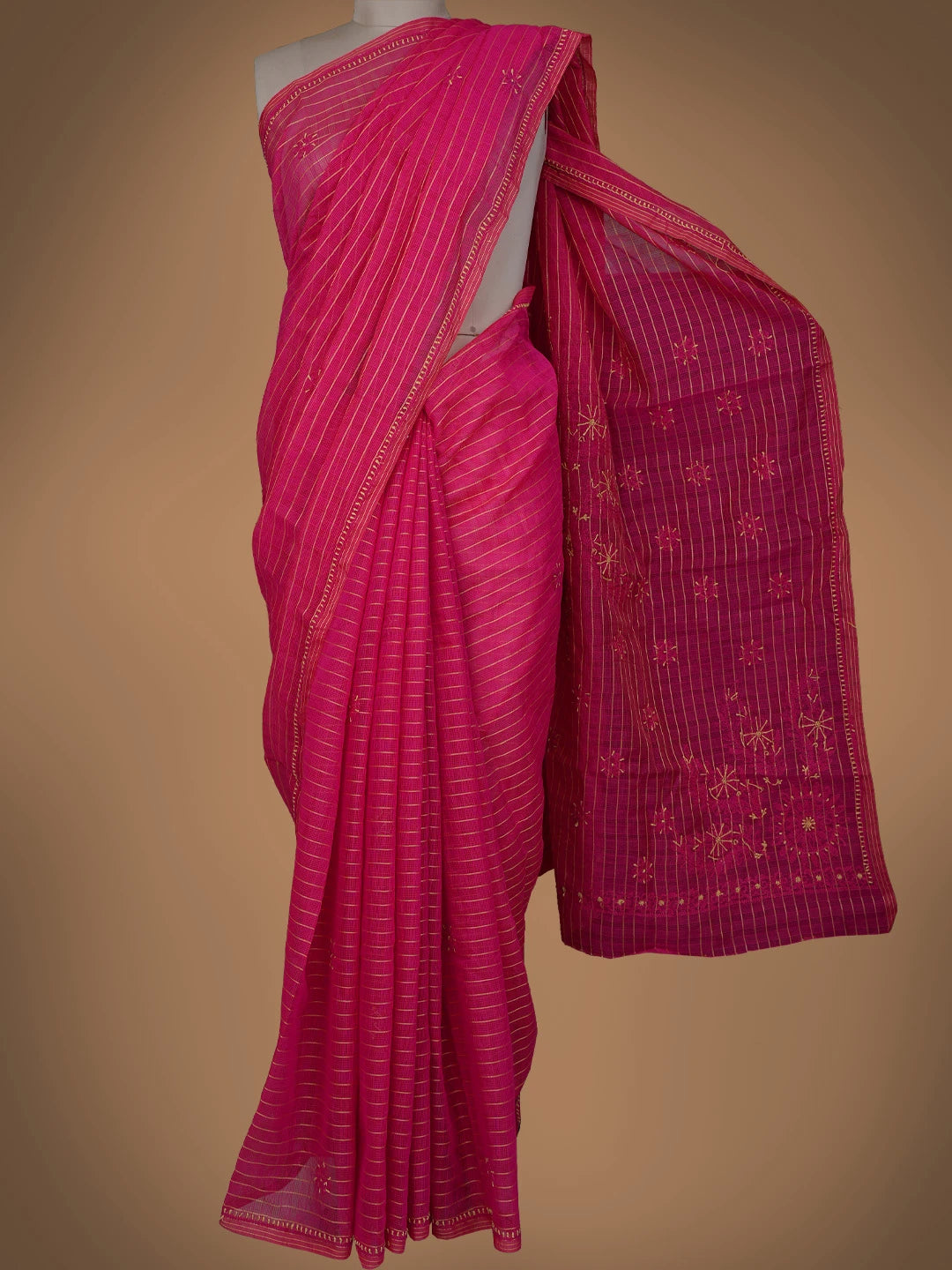 Ada Hand Embroidered Magenta Super Net Lucknowi Chikankari Saree and Blouse 01A814537