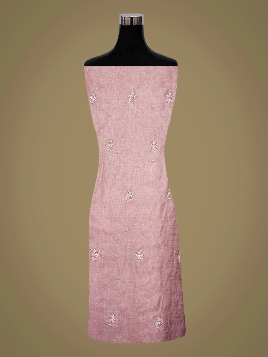 Ada Hand Embroidered Onion Pink Silk Lucknowi Chikankari Unstitched Suit Piece With Cutdana Work 01A783113