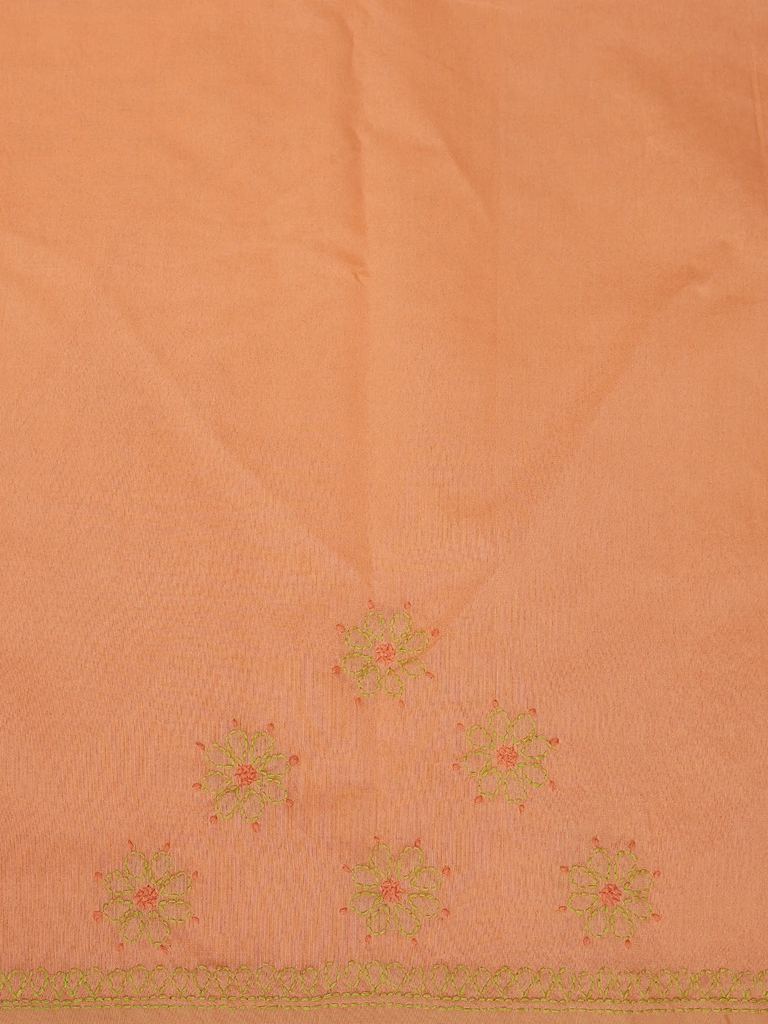Ada Hand Embroidered Peach Super Net Lucknowi Chikankari Saree and Blouse 01A814534