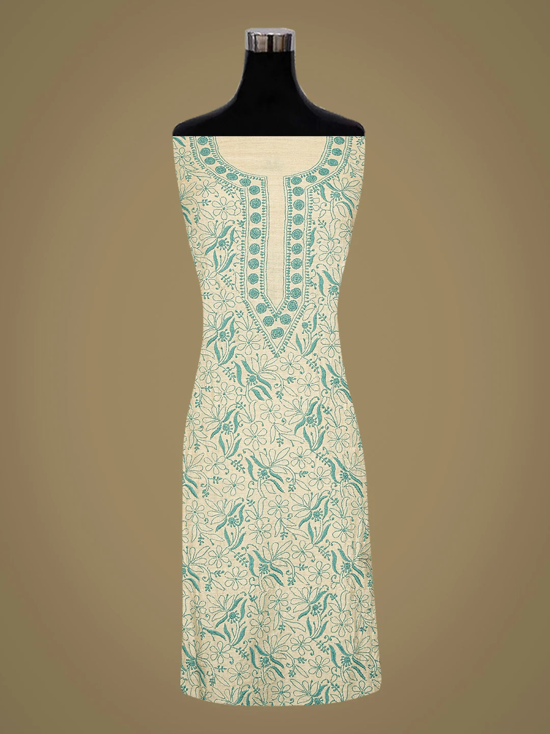 Ada Hand Embroidered Fawn Silk Lucknowi Chikankari Unstitched Suit Piece 01A716144
