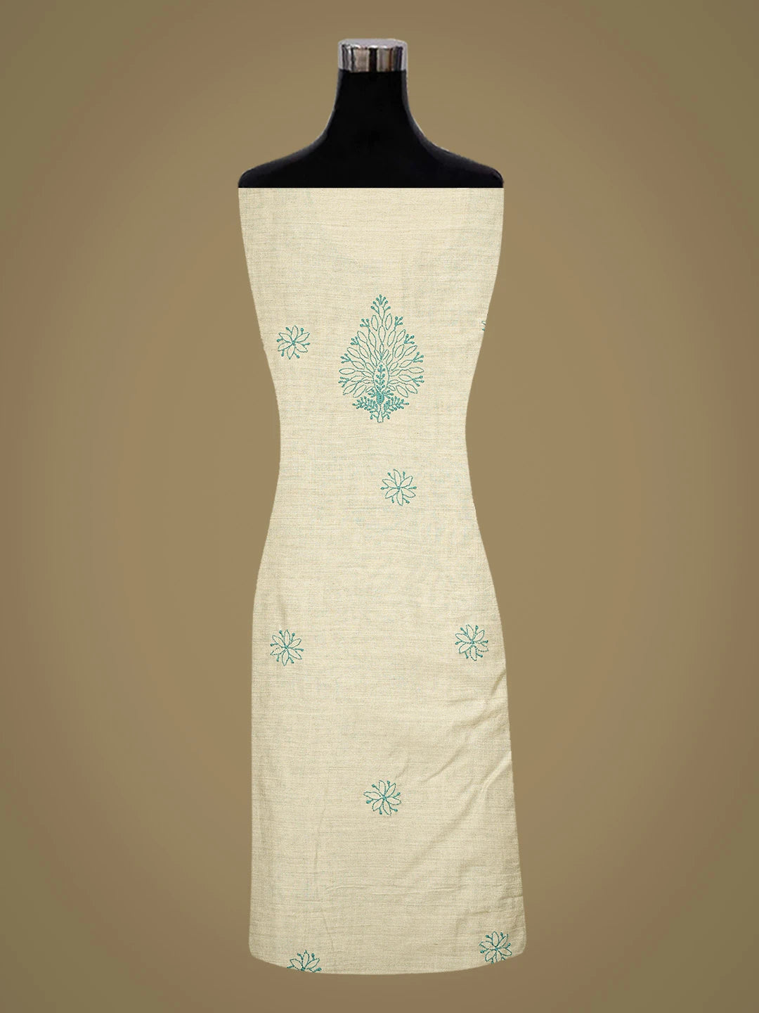 Ada Hand Embroidered Fawn Silk Lucknowi Chikankari Unstitched Suit Piece 01A716144