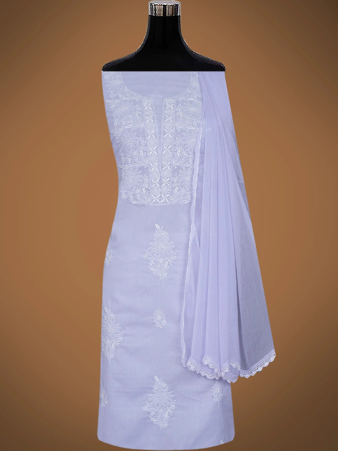Ada Hand Embroidered Mauve Cotton Lucknowi Chikankari Unstitched Suit Piece 01A773530