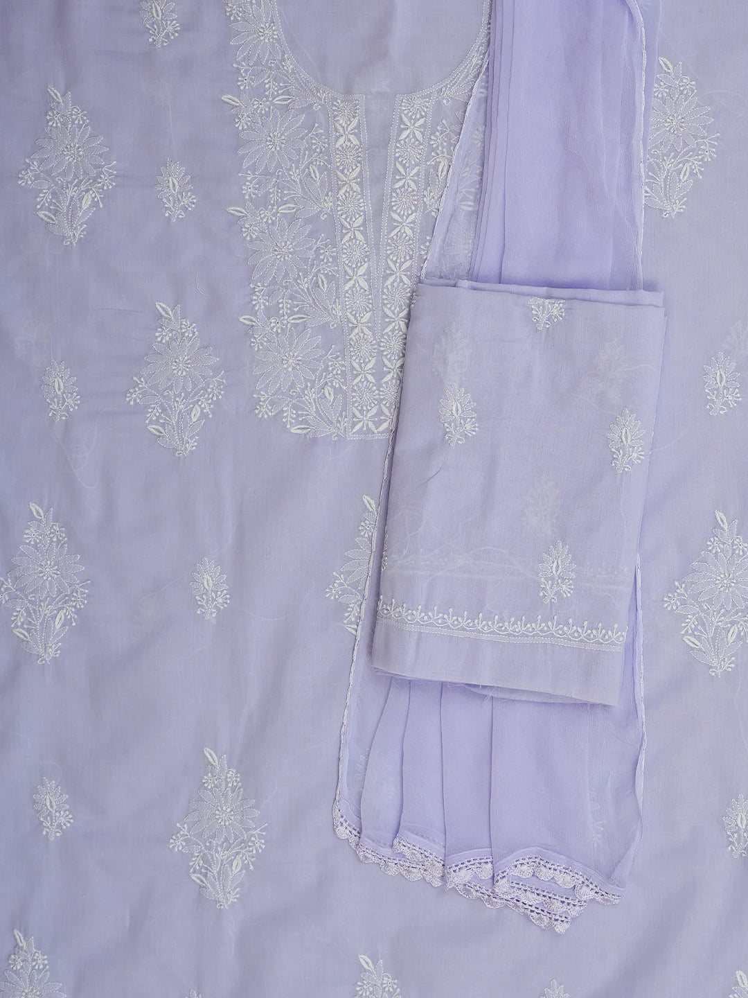 Ada Hand Embroidered Mauve Cotton Lucknowi Chikankari Unstitched Suit Piece 01A773530