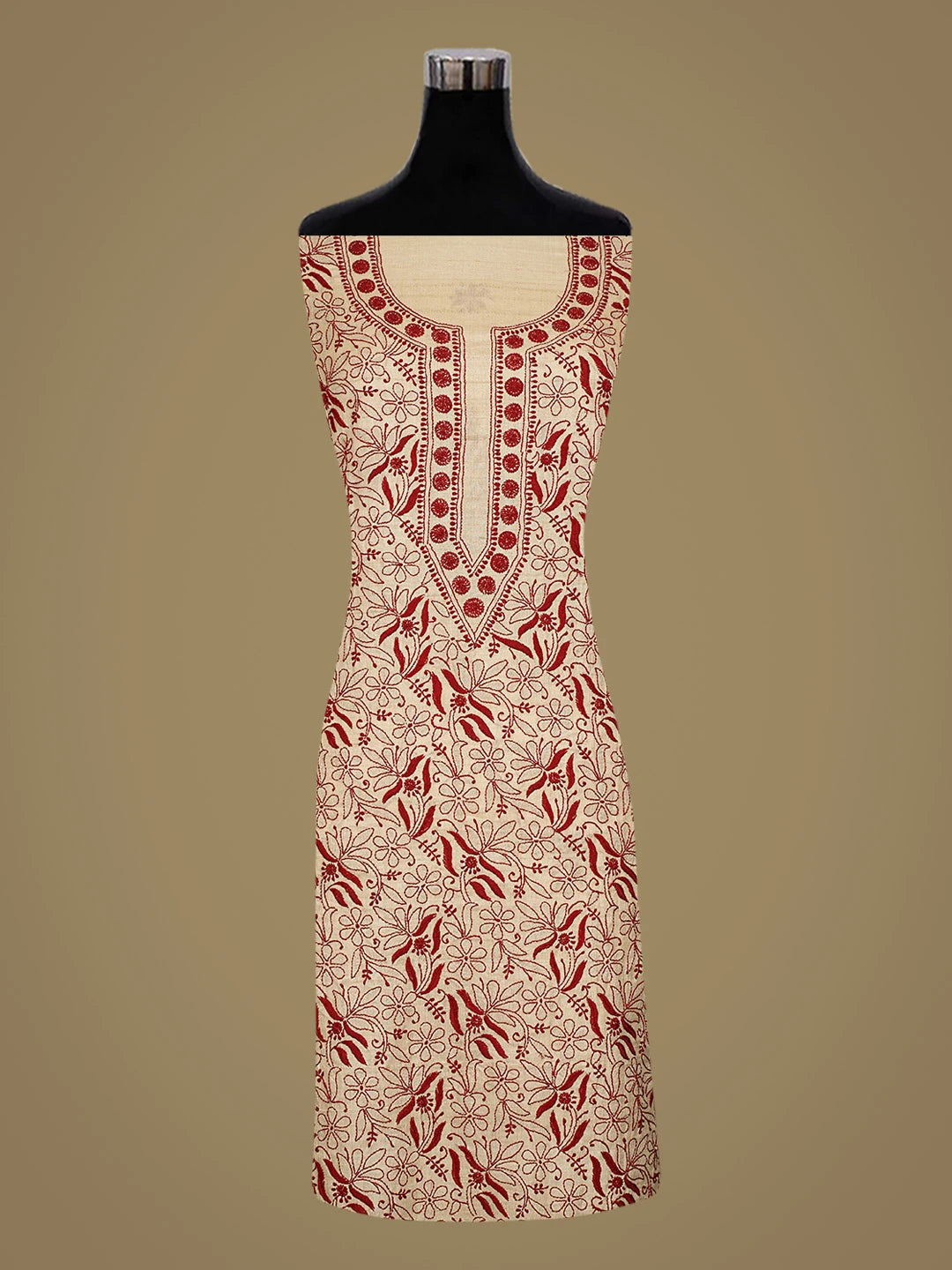 Ada Hand Embroidered Fawn Silk Lucknowi Chikankari Unstitched Suit Piece 01A716141
