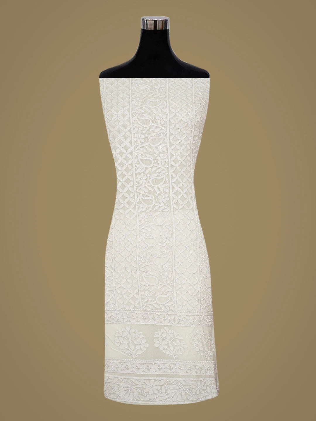 Ada Hand Embroidered Powder Lavender Viscose Georgette Lucknowi Chikankari Unstitched Kurta Dupatta Set 01A785304