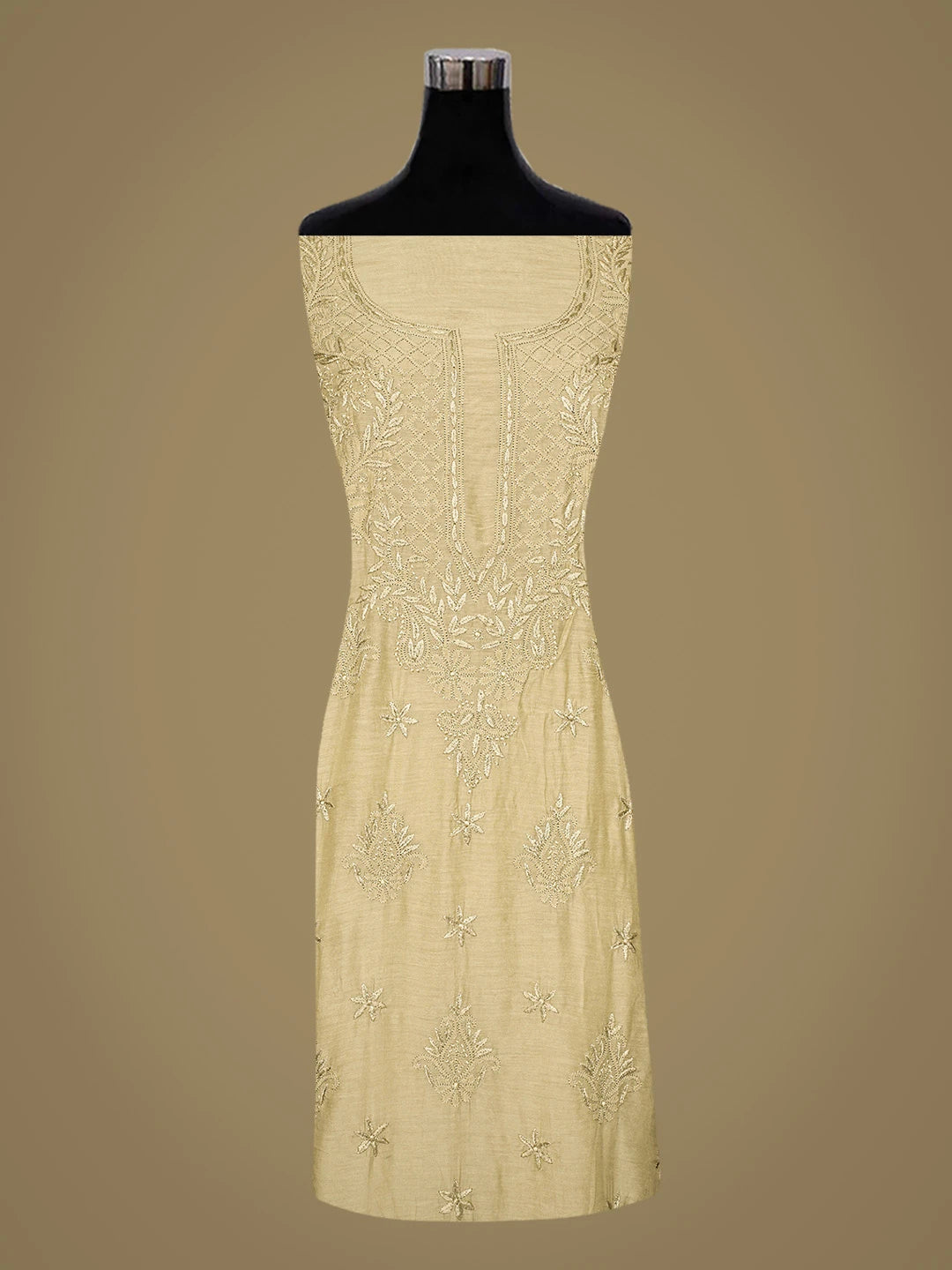 Ada Hand Embroidered Olive Green Muslin Lucknowi Chikankari Unstitched Kurta Piece 01A811322