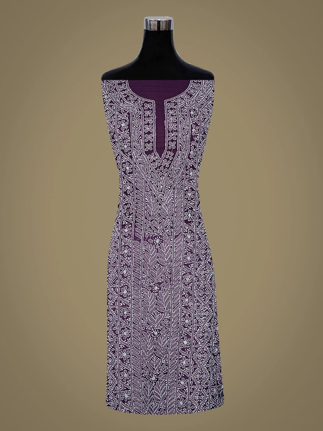 Ada Hand Embroidered Purple Georgette Lucknowi Chikankari Unstitched Suit Piece 01A823498