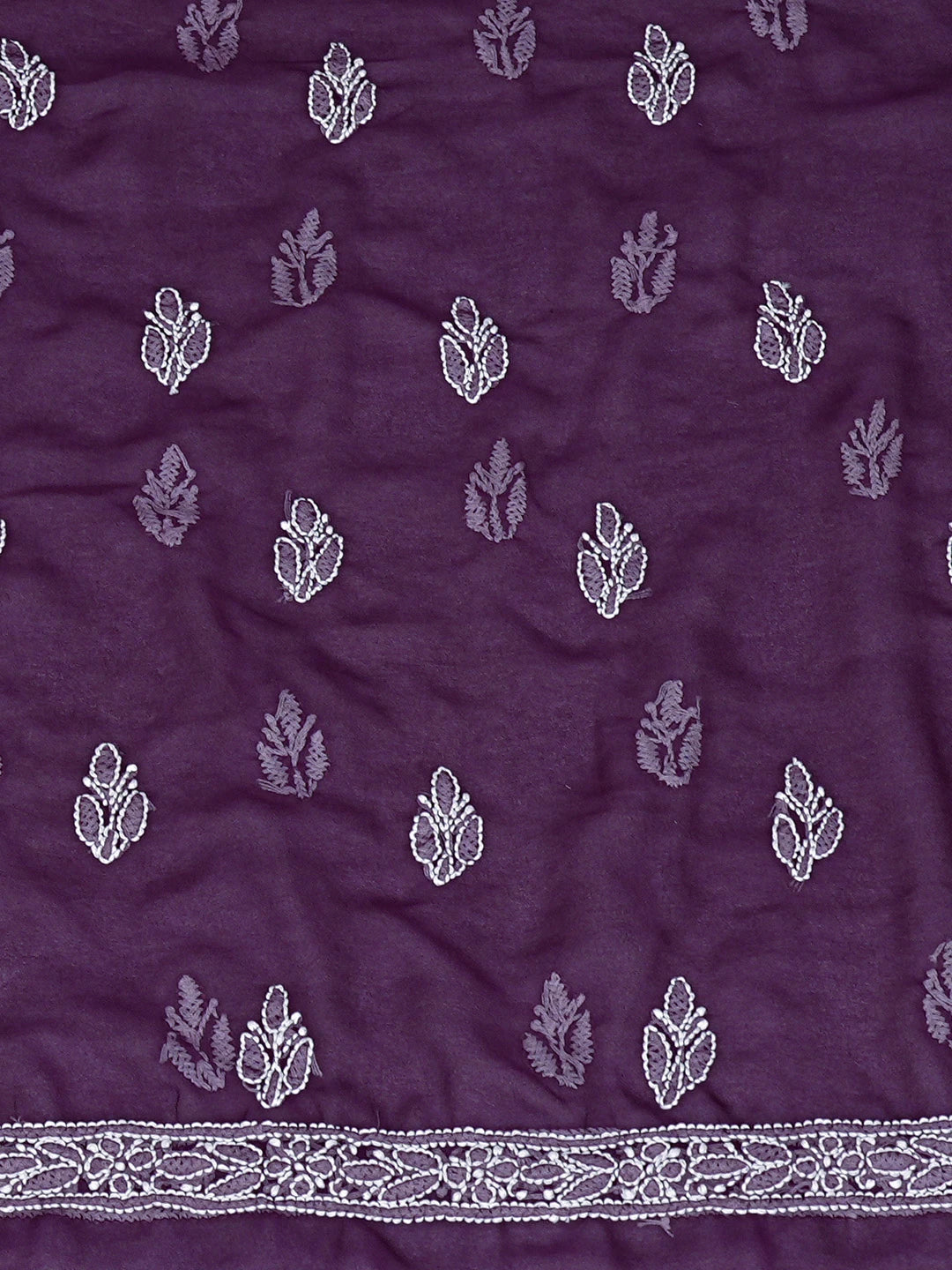 Ada Hand Embroidered Purple Georgette Lucknowi Chikankari Unstitched Suit Piece 01A823498