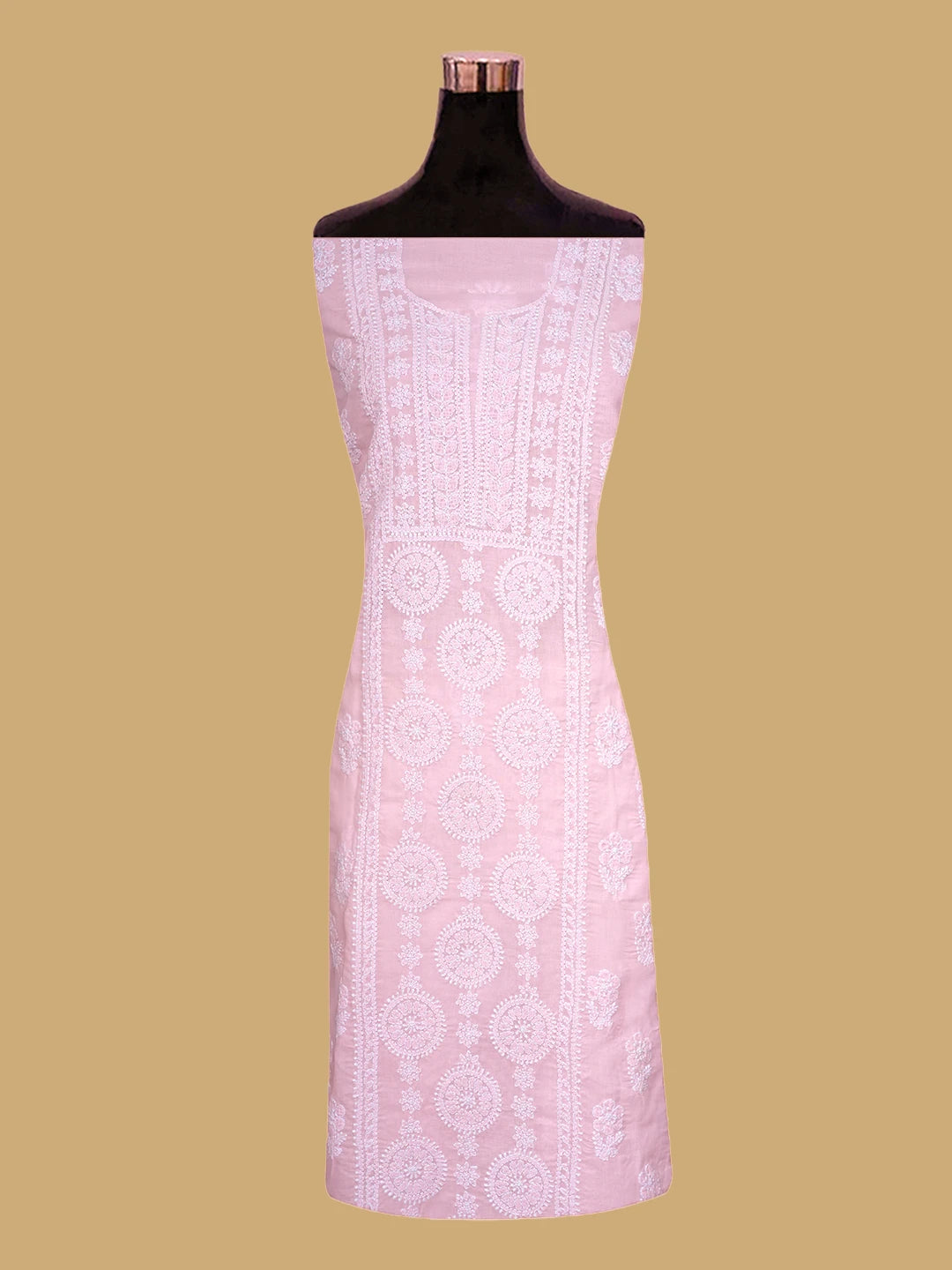 Ada Hand Embroidered Pink Cotton Lucknowi Chikankari Unstitched Suit Piece 01A783022
