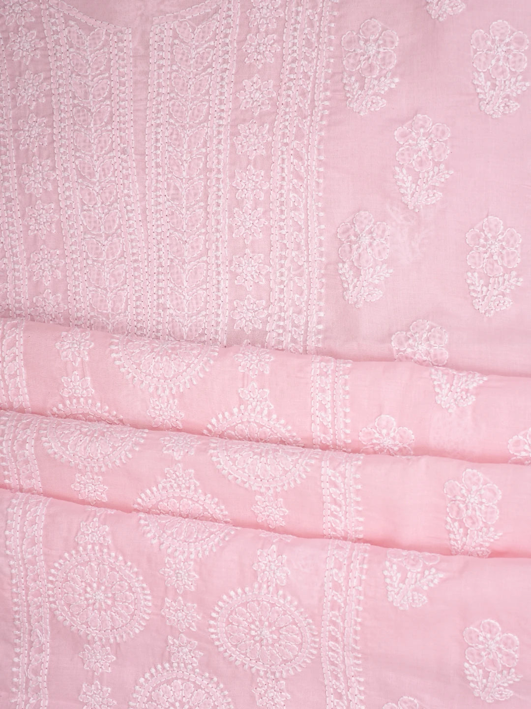 Ada Hand Embroidered Pink Cotton Lucknowi Chikankari Unstitched Suit Piece 01A783022