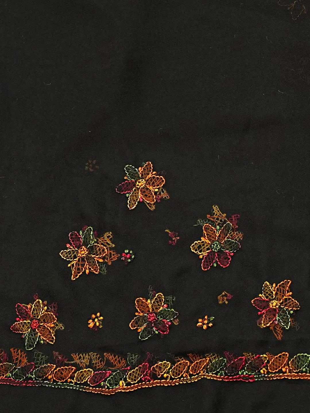 Ada Hand Embroidered Black Georgette Lucknowi Chikankari Saree and Blouse 01A823393