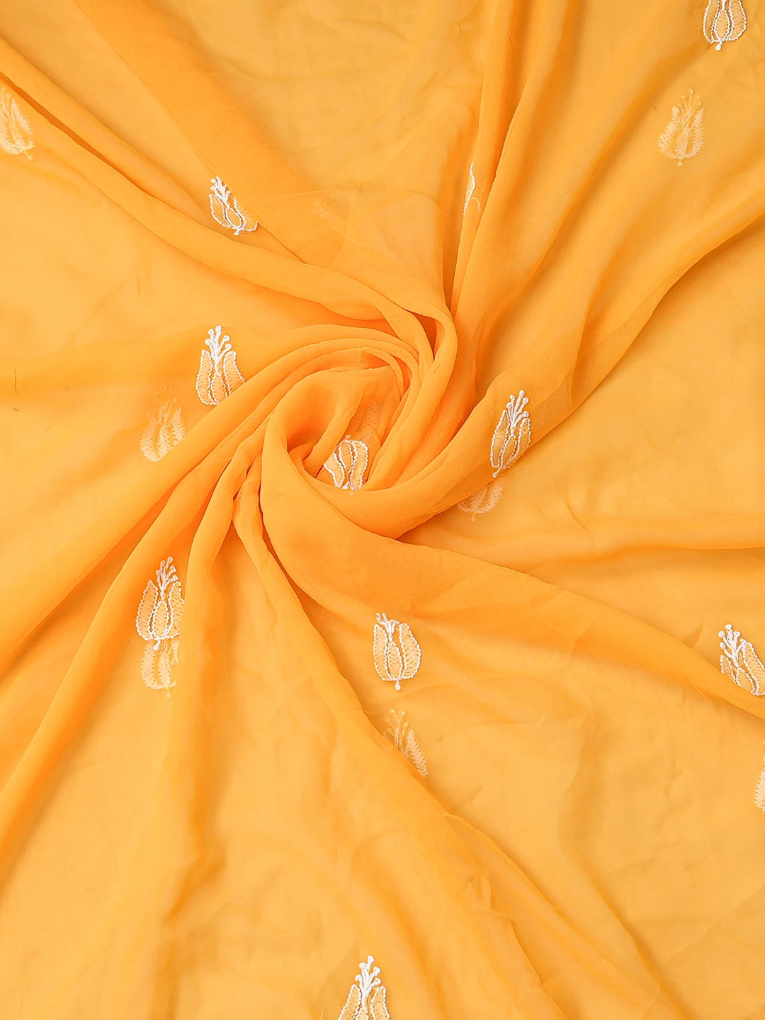 Ada Hand Embroidered Mustard Georgette Lucknowi Chikankari Unstitched Suit Piece 01A793480