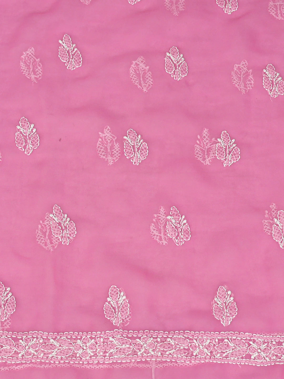 Ada Hand Embroidered Pink Georgette Lucknowi Chikankari Unstitched Suit Piece 01A823818