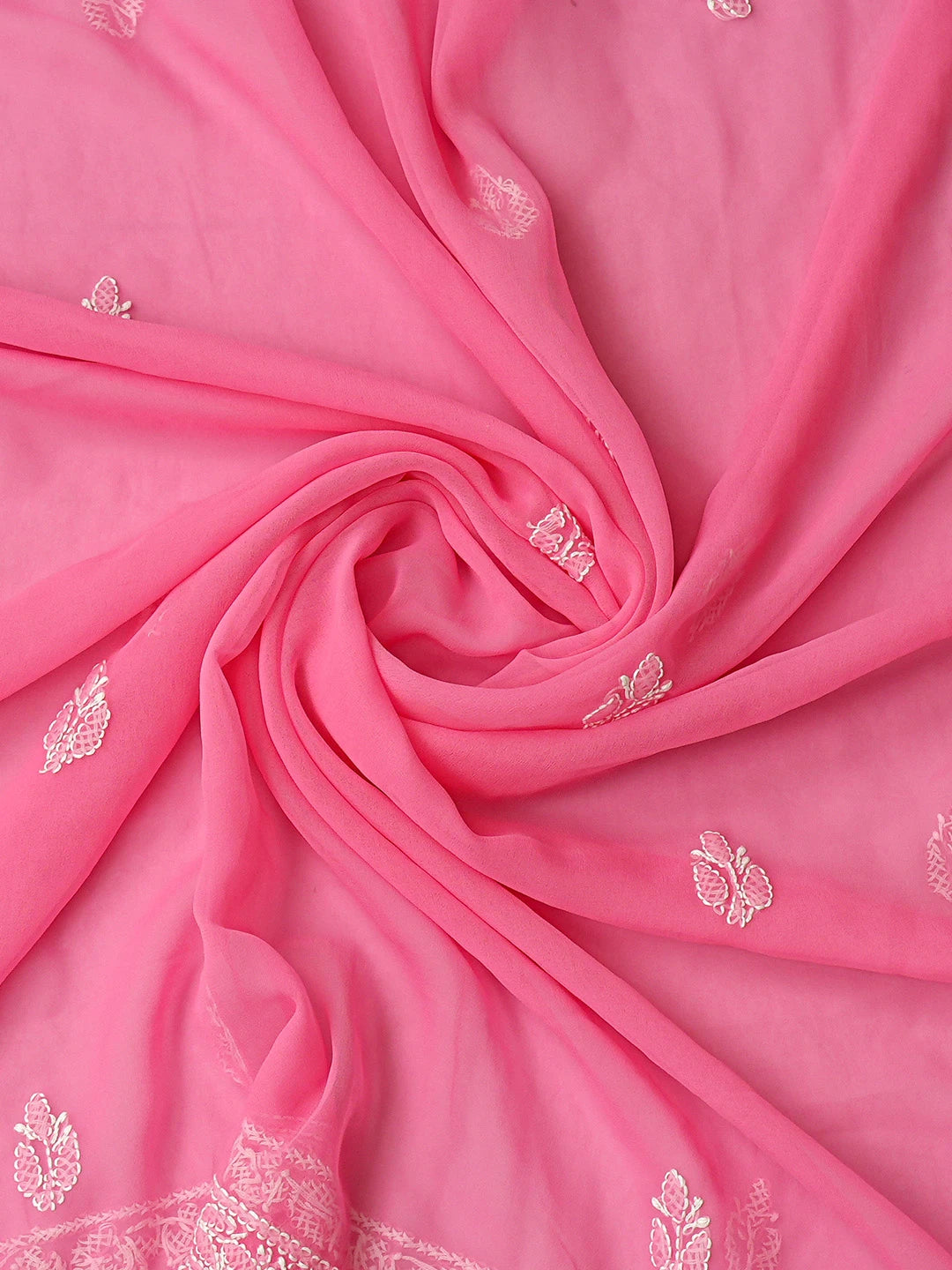 Ada Hand Embroidered Pink Georgette Lucknowi Chikankari Unstitched Suit Piece 01A823818