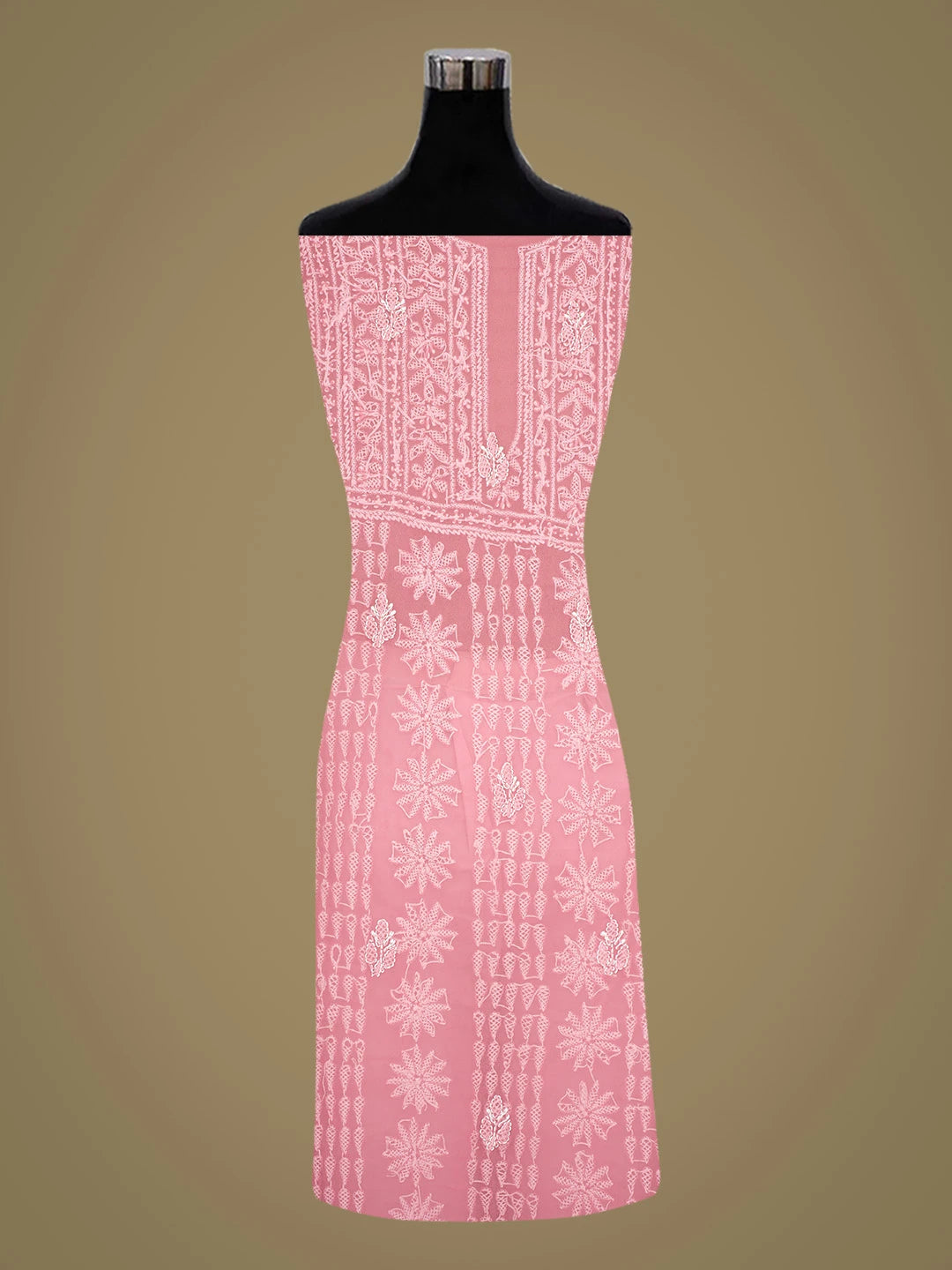 Ada Hand Embroidered Pink Georgette Lucknowi Chikankari Unstitched Suit Piece 01A823818