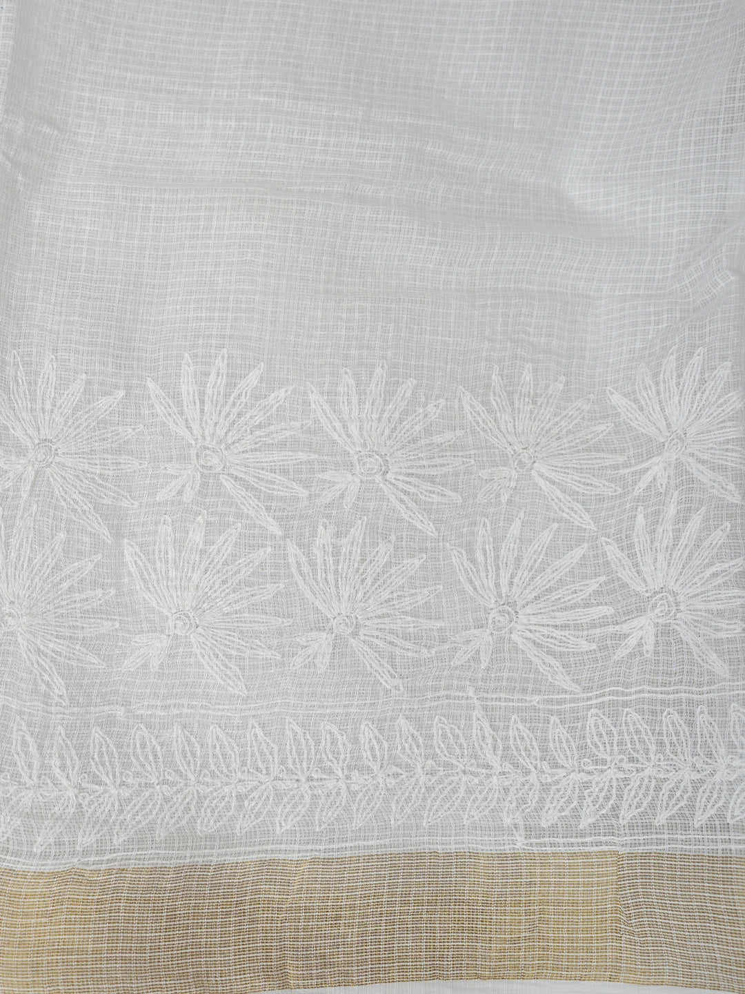 Ada Hand Embroidered White Kota Lucknowi Chikankari Saree and Blouse 01A767512