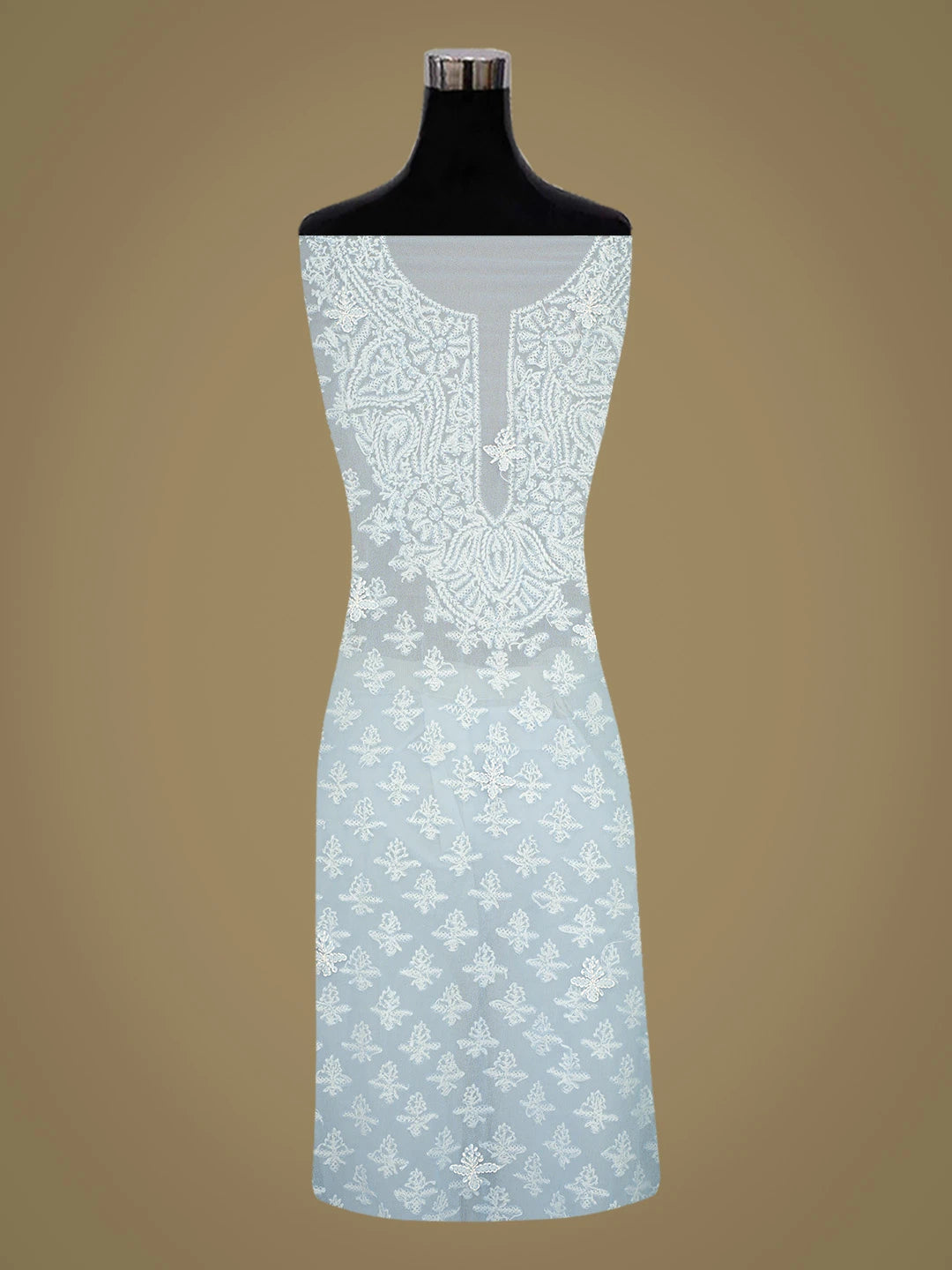 Ada Hand Embroidered Blue Georgette Lucknowi Chikankari Unstitched Suit Piece 01A823776