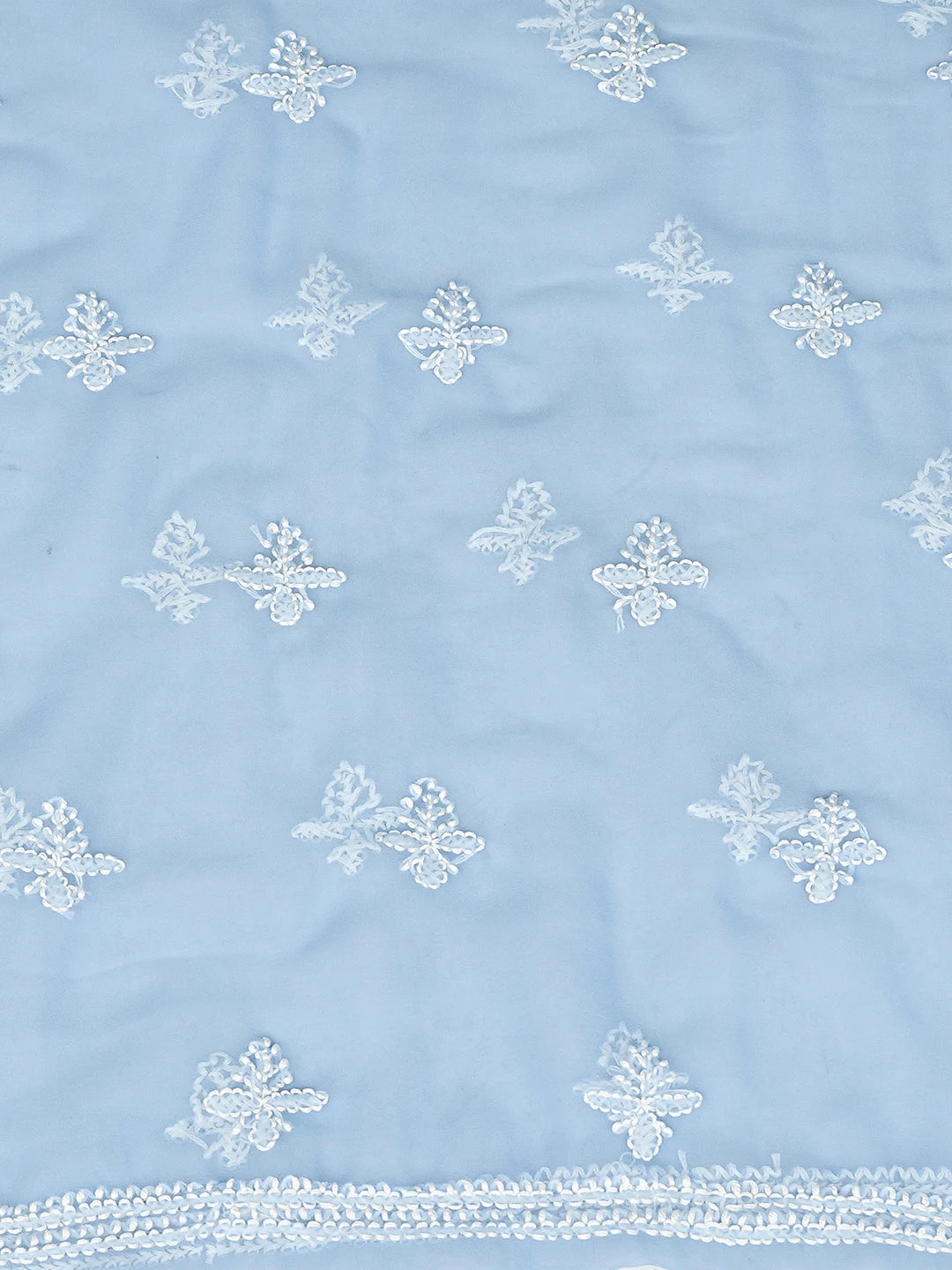 Ada Hand Embroidered Blue Georgette Lucknowi Chikankari Unstitched Suit Piece 01A823776