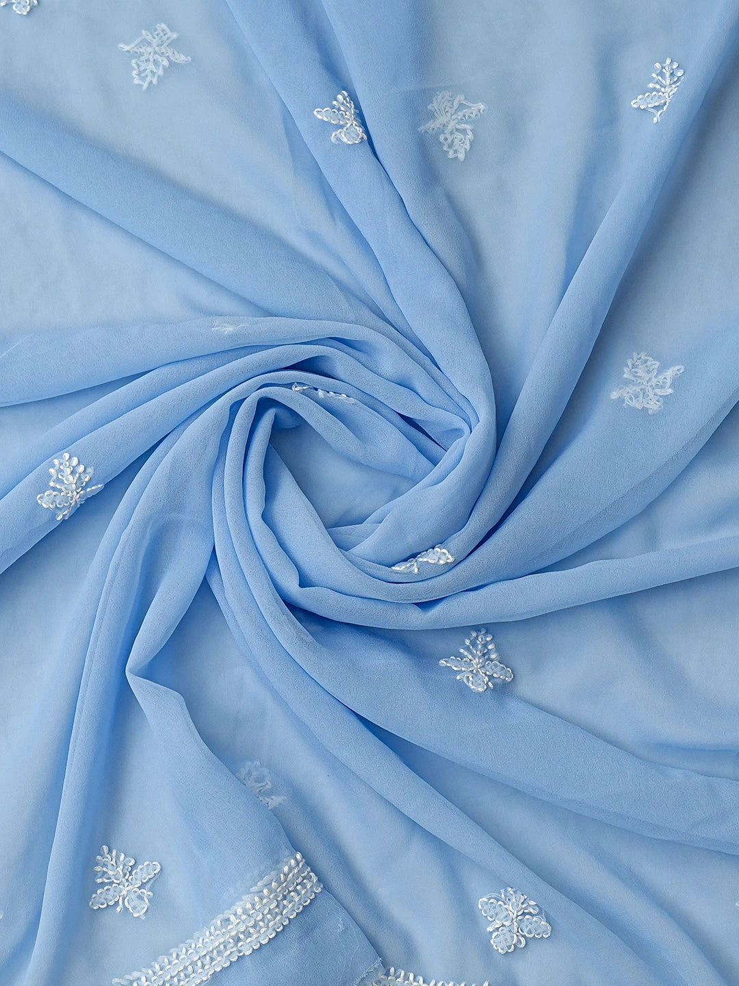Ada Hand Embroidered Blue Georgette Lucknowi Chikankari Unstitched Suit Piece 01A823776